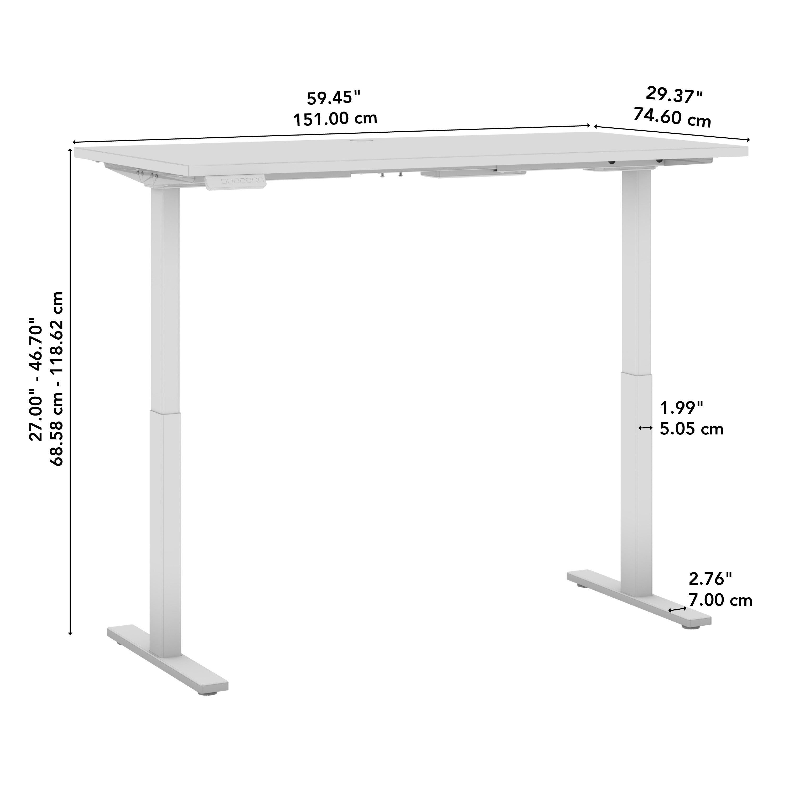 Bush Business Furniture Move 60 Series 60W x 30D Electric Height Adjustable Standing Desk in Storm Gray with Metallic Gray Base - 59.45" Width x 29.37" Depth x 47.69" Height
