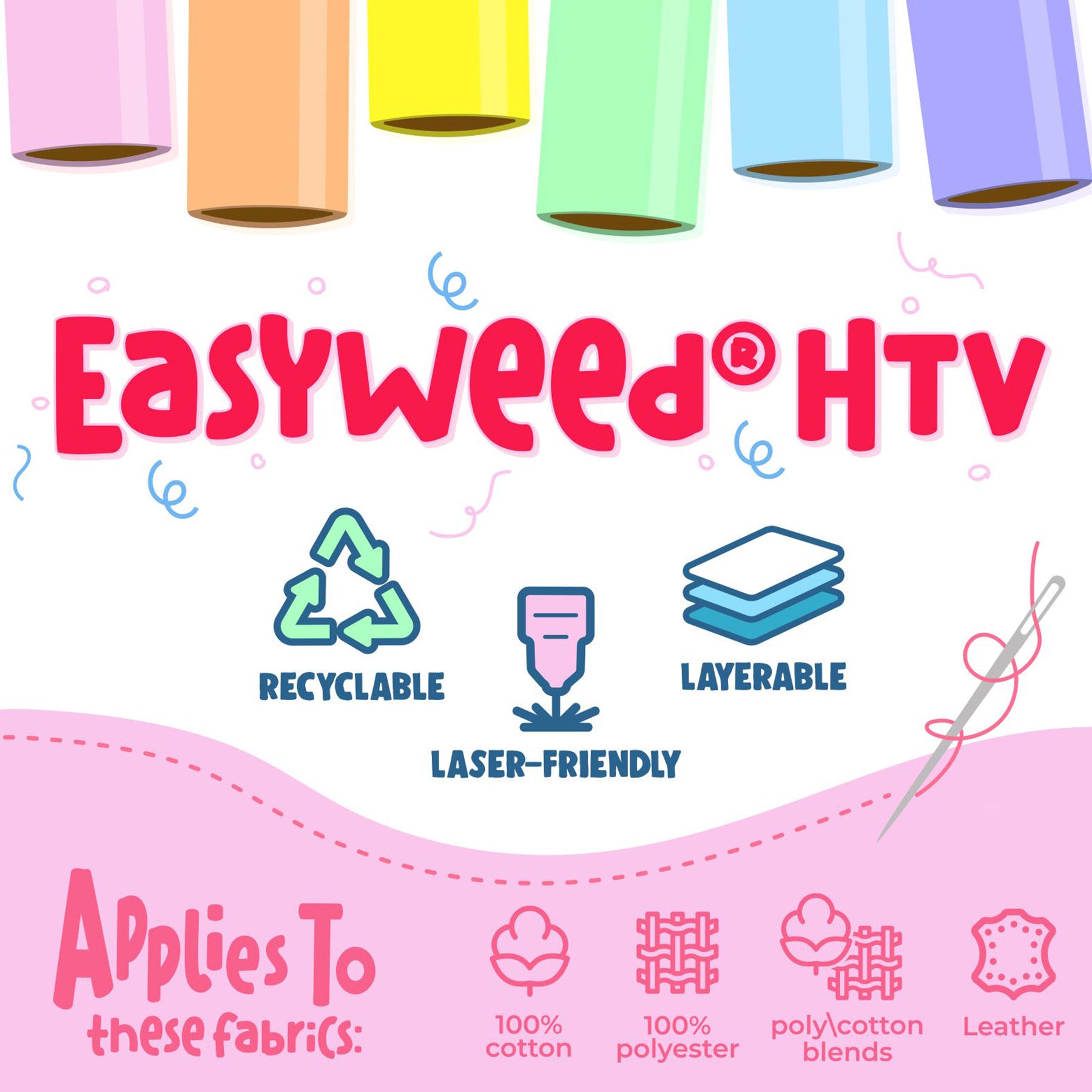 Easyweed HTV Heat Transfer Vinyl, 36", Fluorescent Pink