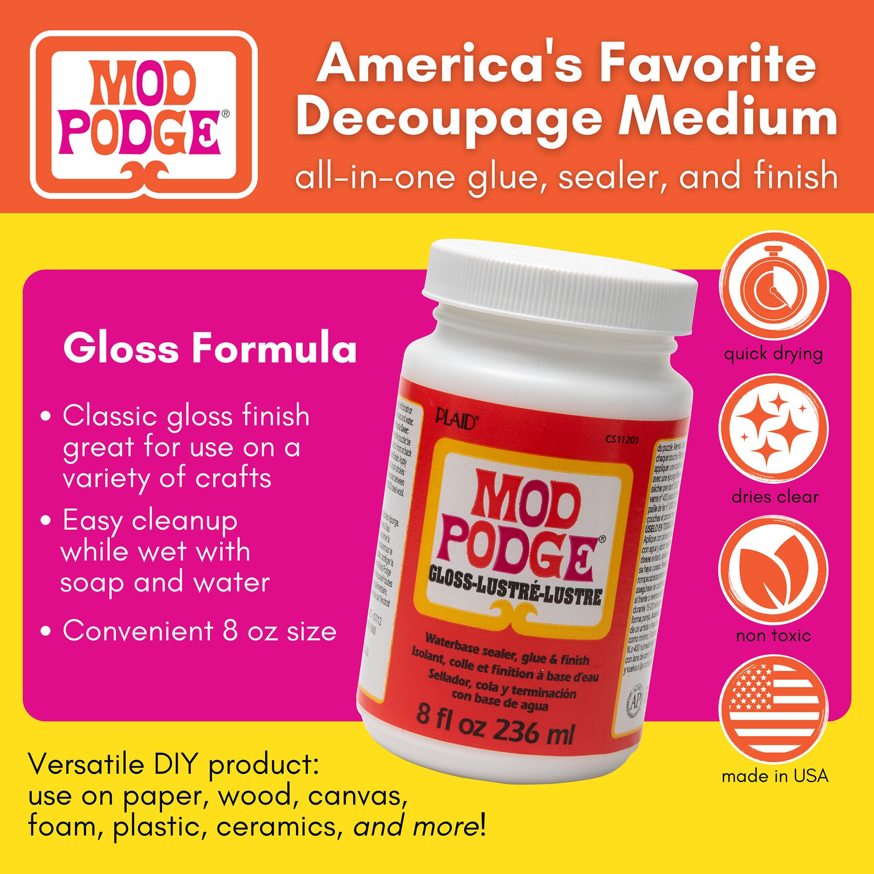 Decoupage Glue, Gloss, 8oz.