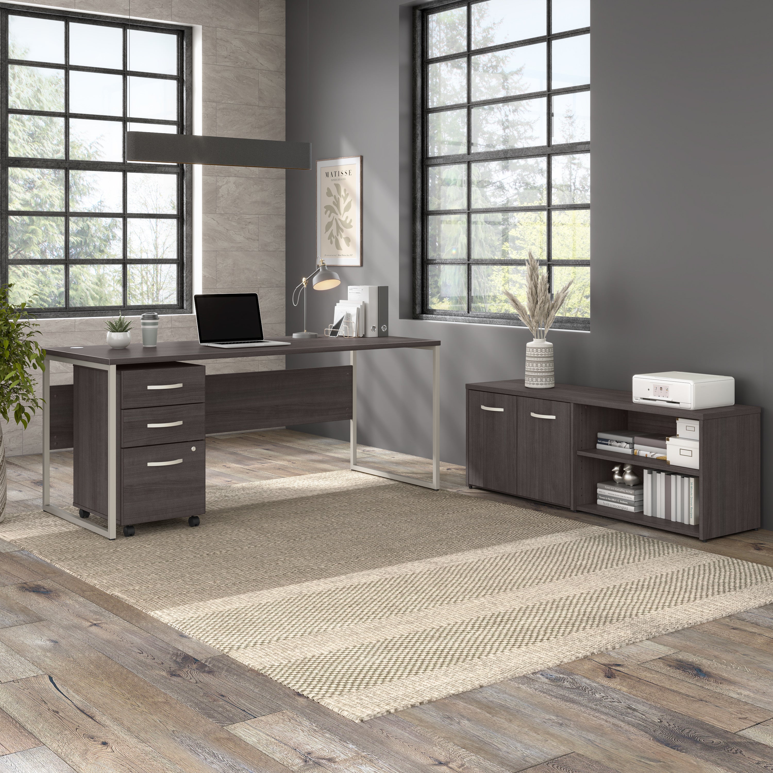 Bush Business Furniture Hybrid 72W x 30D Computer Table Desk with Metal Legs in Storm Gray - 71.02" Width x 29.37" Depth x 29.91" Height