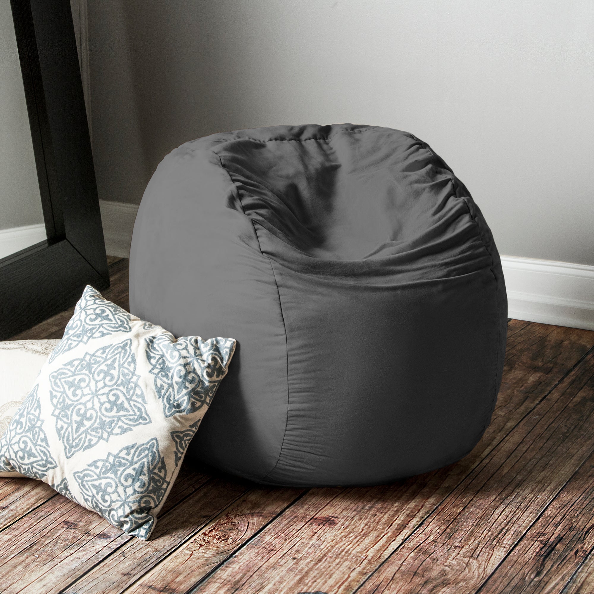 Jaxx Saxx 3 Foot Bean Bag Chair with Removable Cover, Charcoal