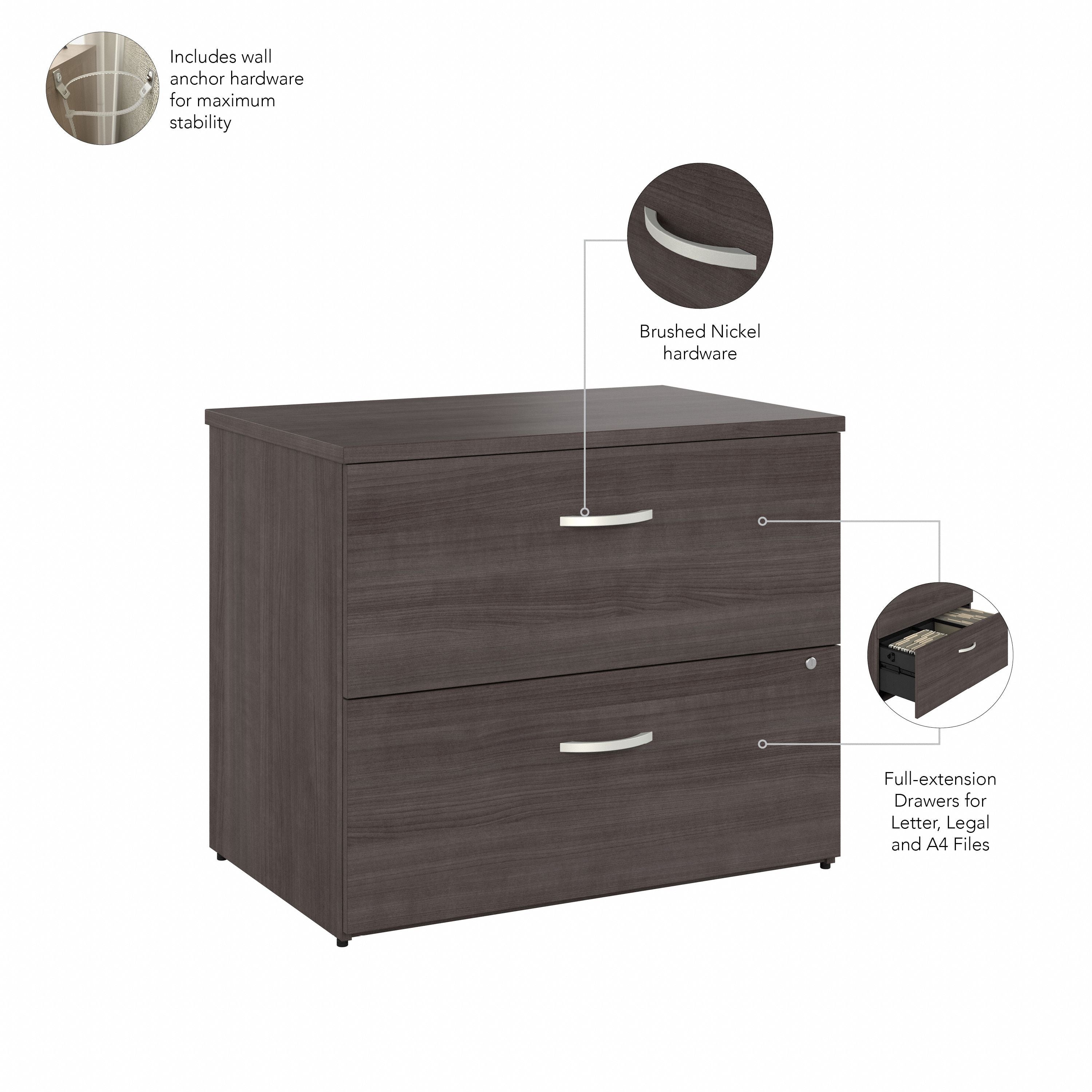 Bush Business Furniture Studio C Office Storage Cabinet with Drawers and Shelves in Storm Gray - 29.72" Width x 16.93" Depth x 25.98" Height