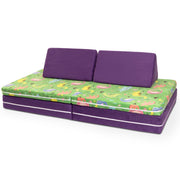 Jaxx Playscape - Imaginative Modular Furniture Playset/Sofa - Fun Kids Patterns (Dinos / Grape)