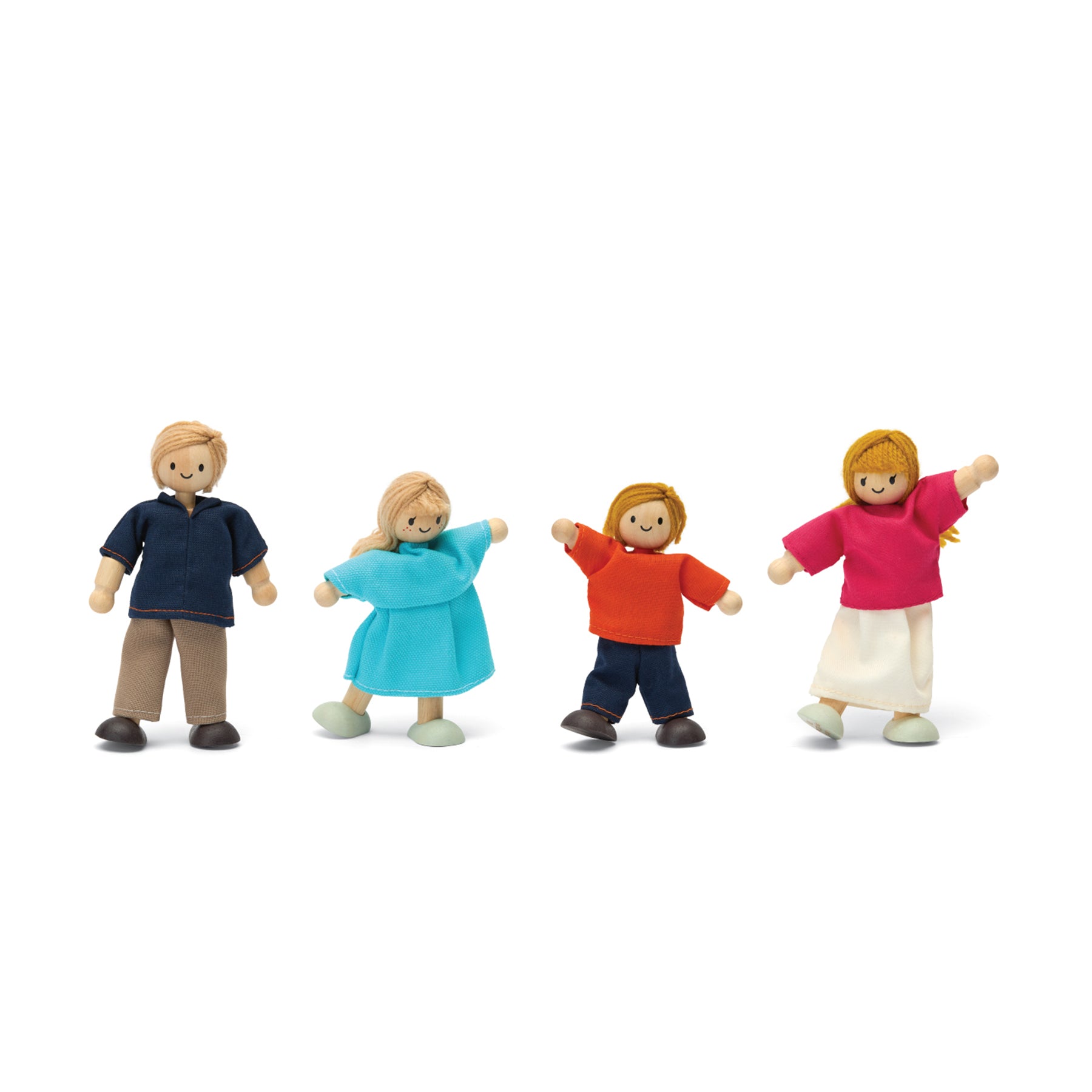 Wooden Doll Family - Light Skin Tone & Blonde Hair