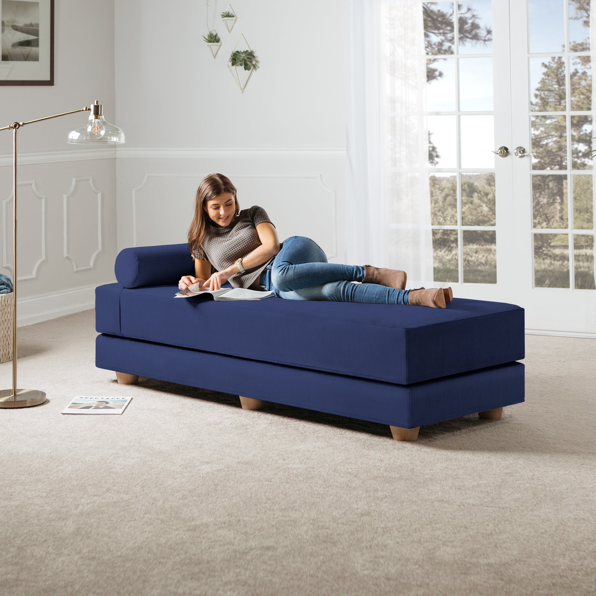 Jaxx Alon Daybed | Fold-Out Sleeper | Queen-Size Mattress - Indigo