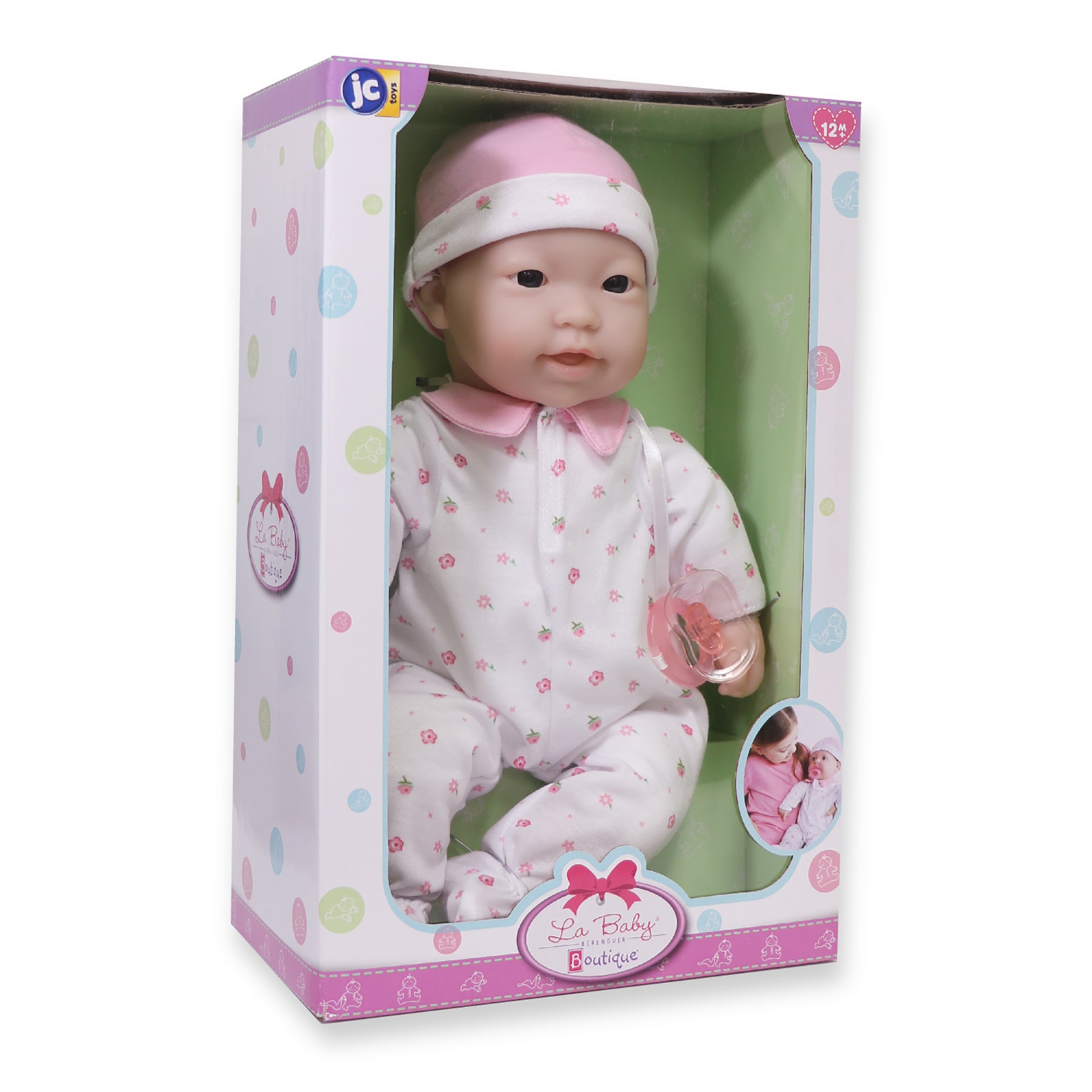 La Baby Soft 16" Baby Doll, Pink with Pacifier, Asian