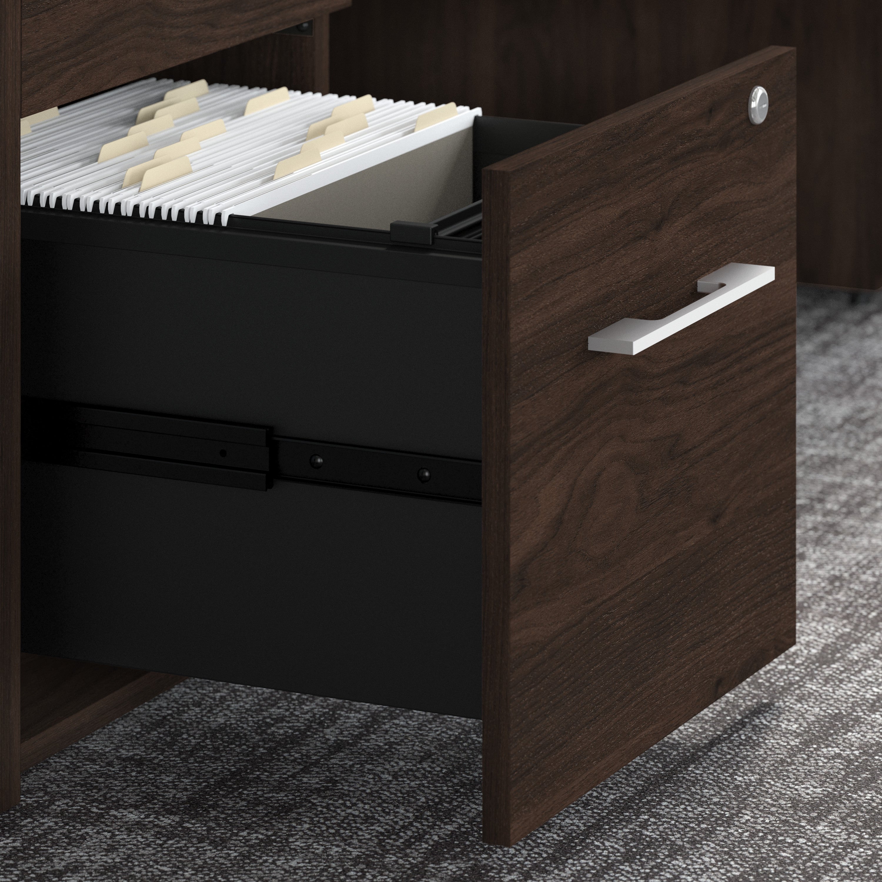 Bush Business Furniture Office 500 16W 2 Drawer File Cabinet in Black Walnut - Assembled - 15.75" Width x 20.35" Depth x 28.84" Height