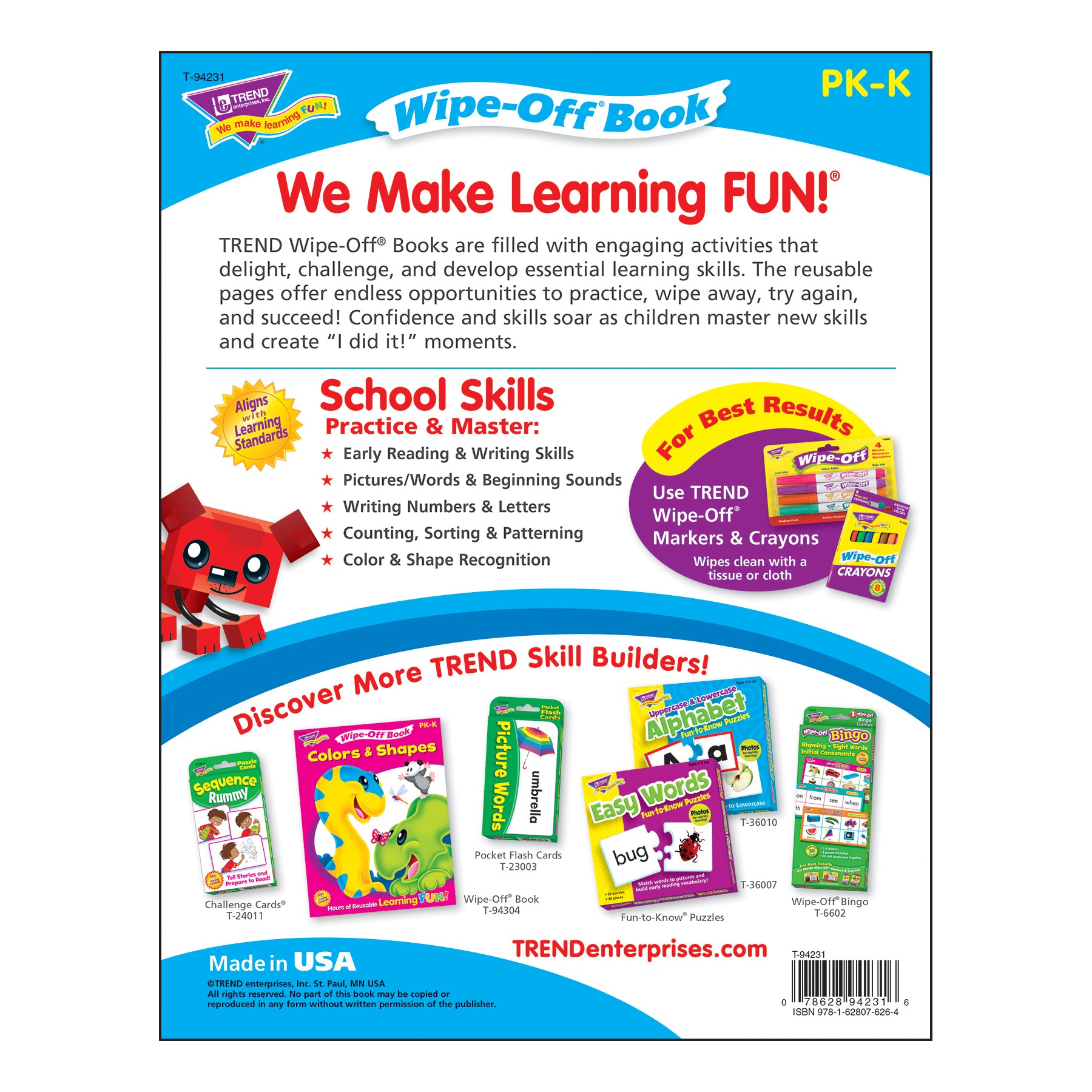 School Skills Wipe-Off® Book Wipe-Off® Book, 28 pgs