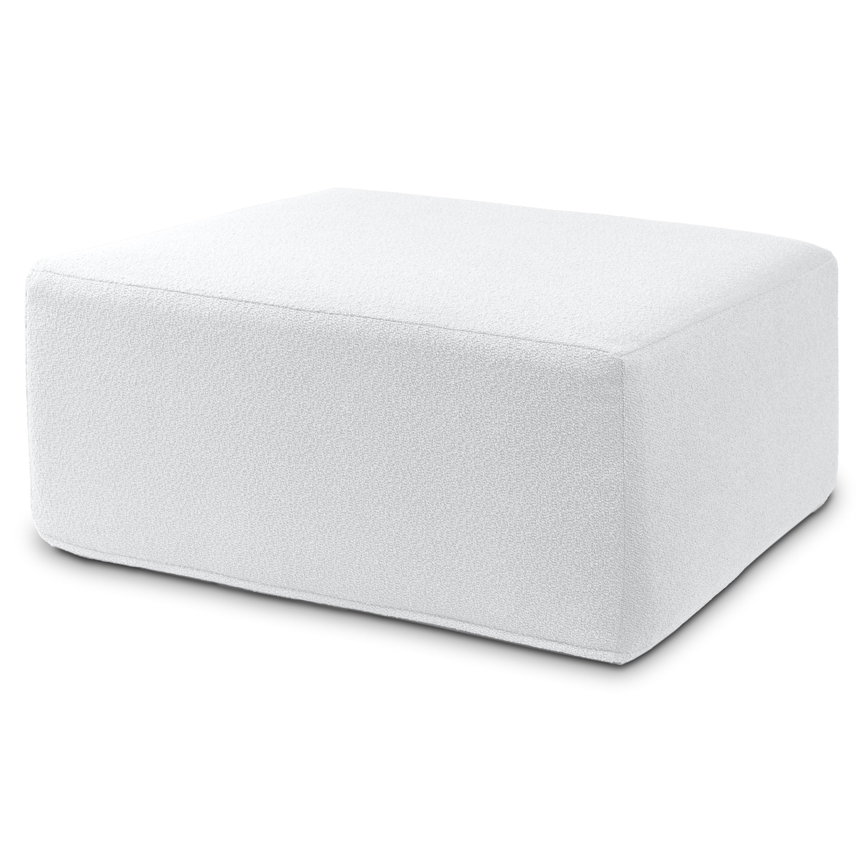 Jaxx Fairlie Couch Ottoman - Oversized Square Foam Coffee Table Ottoman, 36" , Luxe Boucle, Boucle White