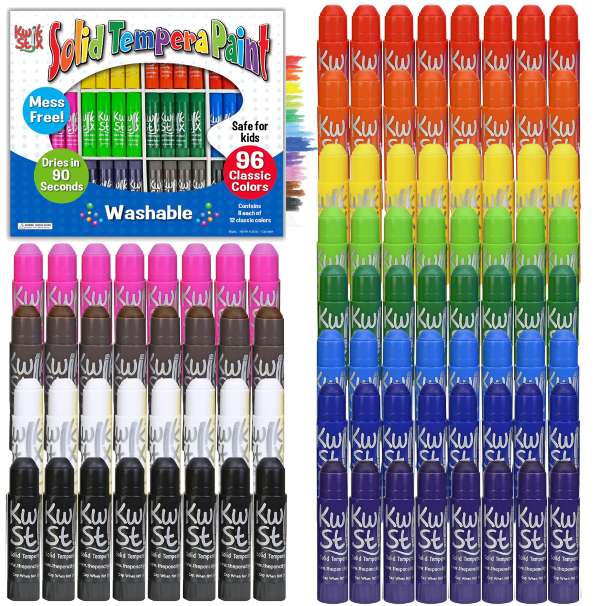Solid Tempera Paint Stick, Classic Colors, Class Pack of 96
