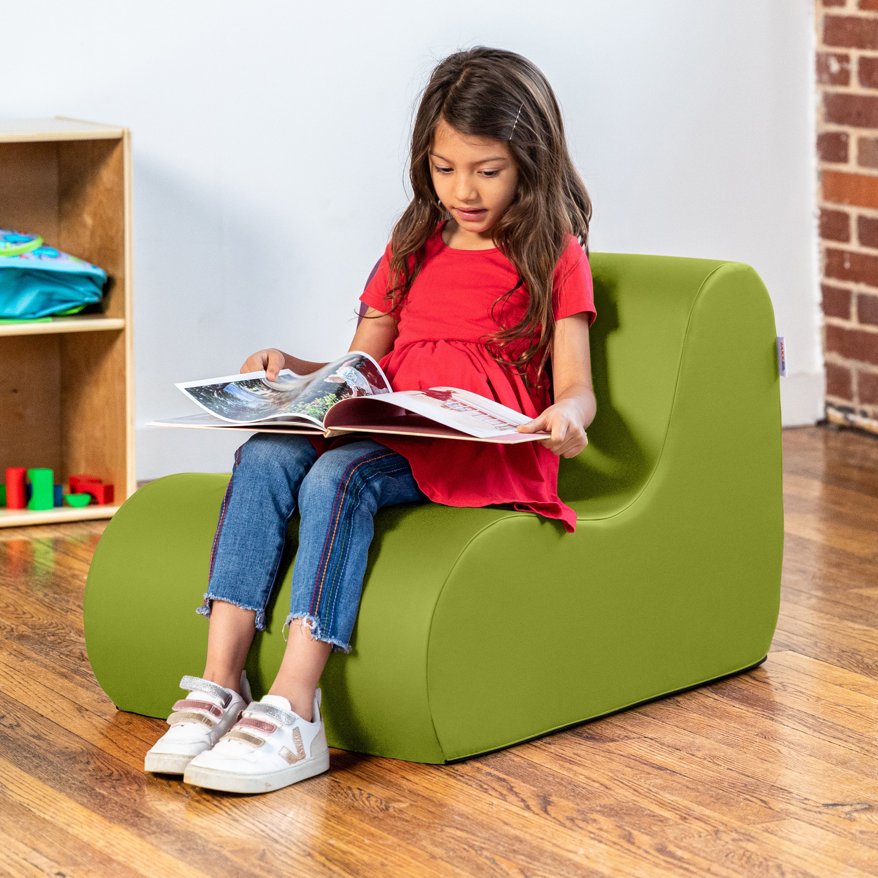 Jaxx Midtown Small Classroom Soft Foam Chair - Premium Vinyl Cover, Green