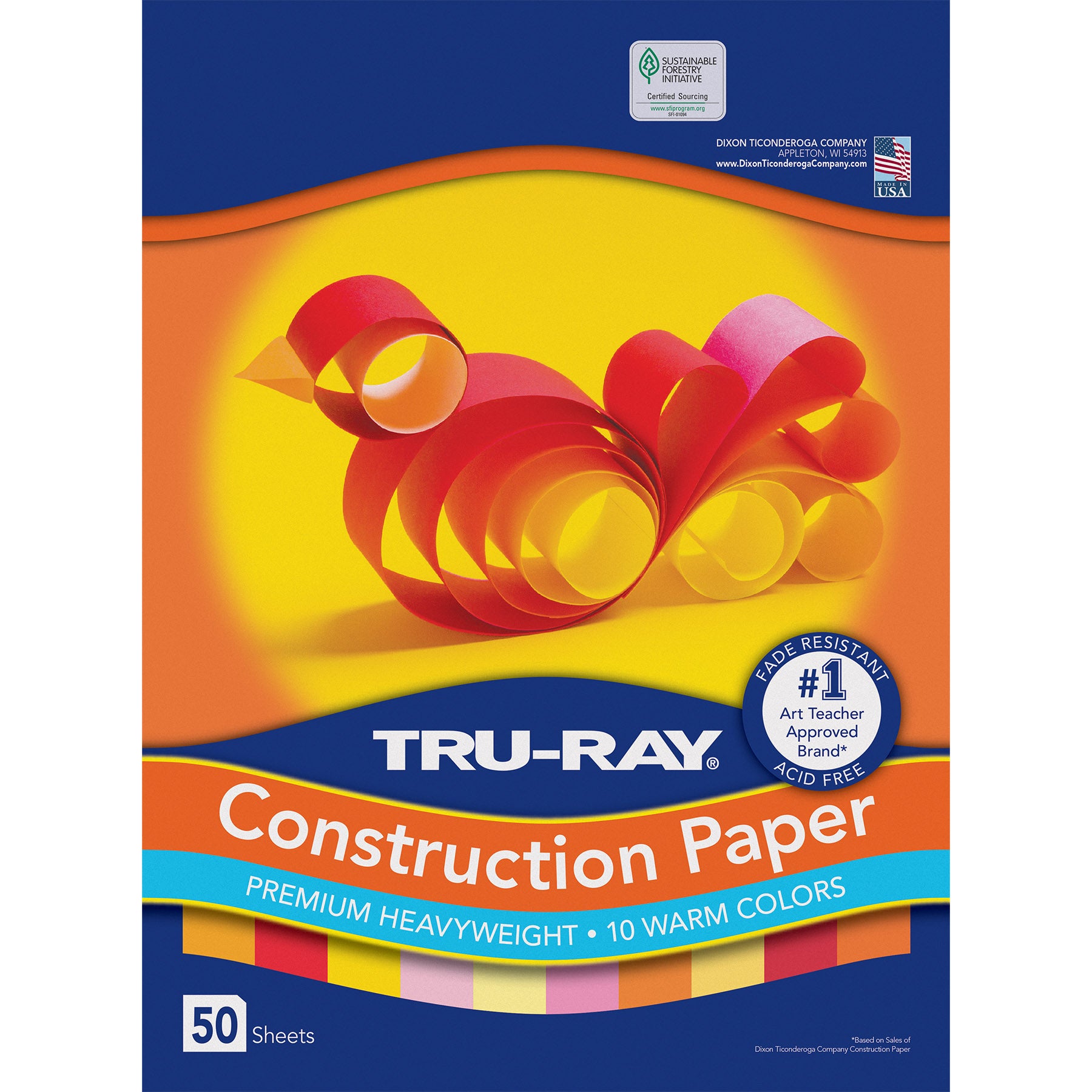 Construction Paper, Heavyweight, Warm Assorted, 9" x 12", 50 Sheets