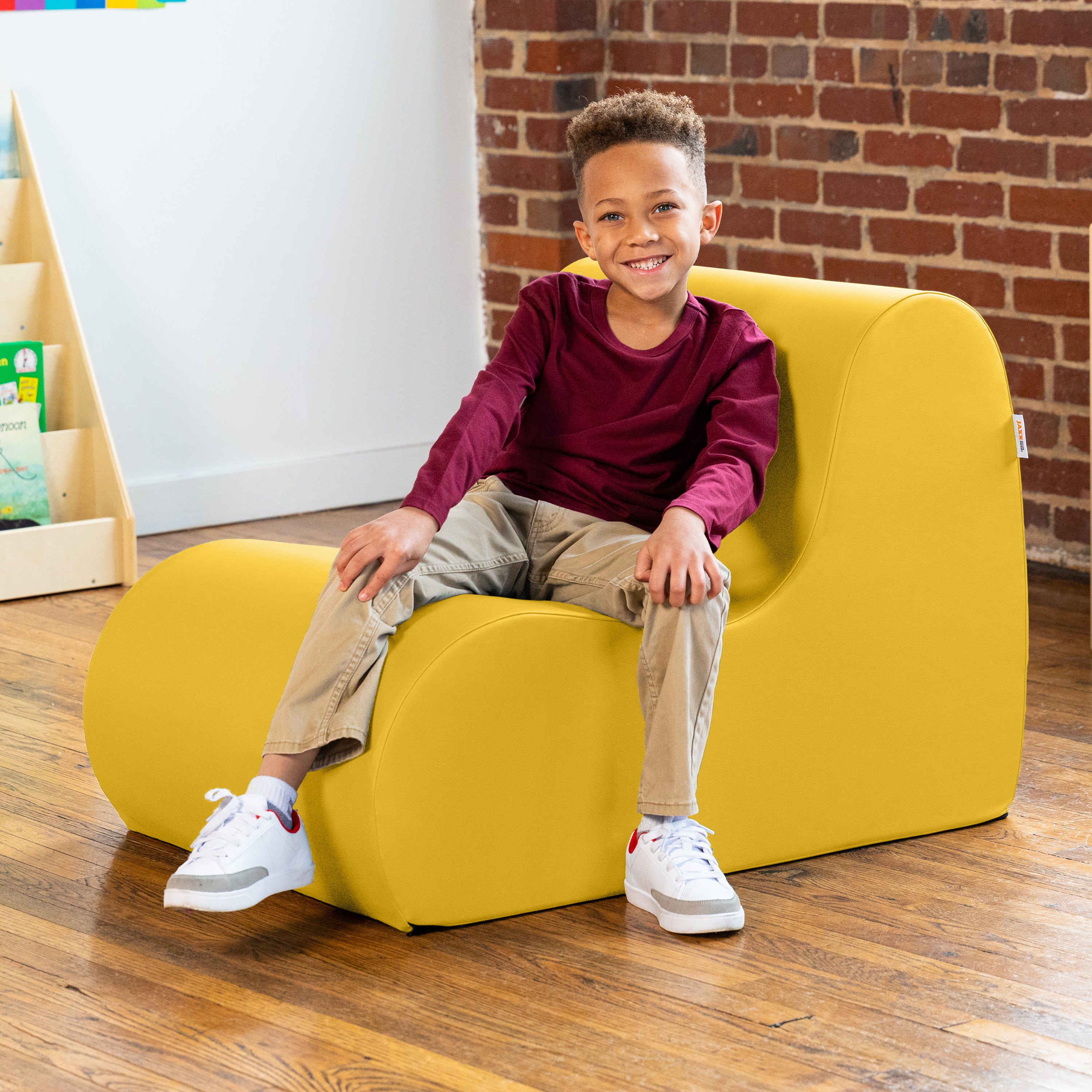 Jaxx Midtown Medium Classroom Soft Foam Chair - Premium Vinyl Cover - Yellow