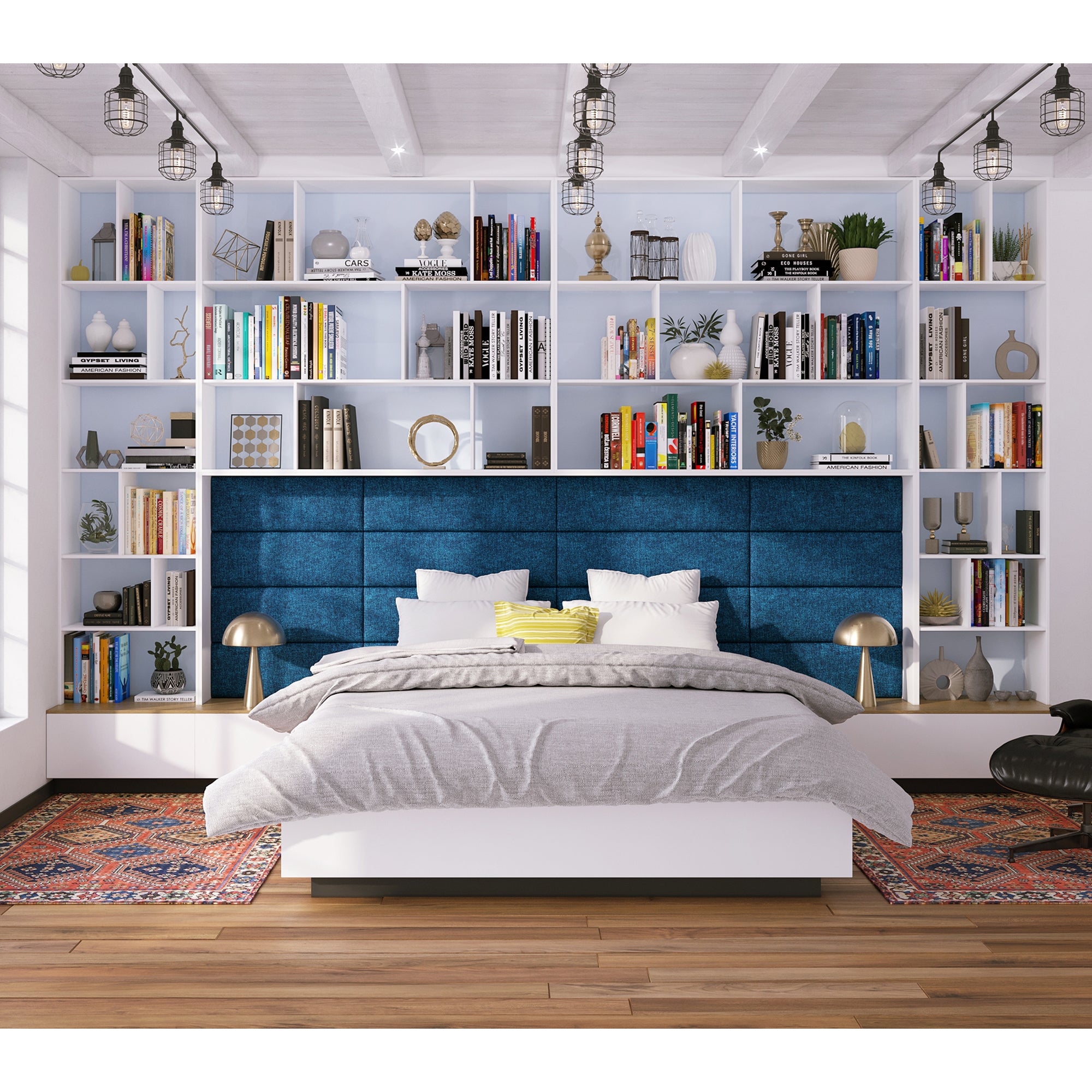Jaxx Panelist Modern Padded Headboard – Set of 4 Wall Mounted Panels - King, Charcoal Microvelvet