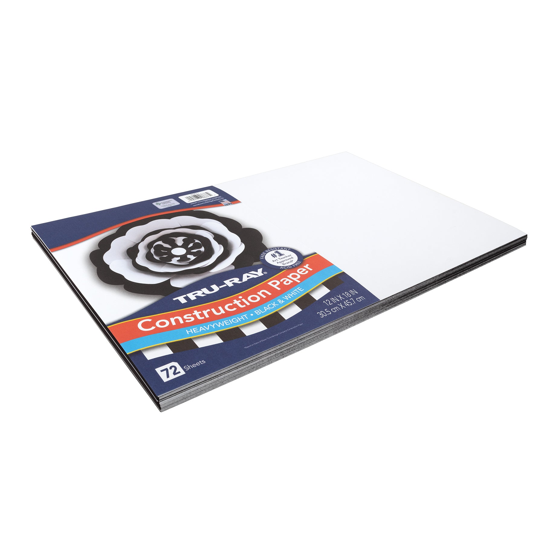 Premium Construction Paper, Heavyweight, Black & White, 12" x 18", 72 Sheets