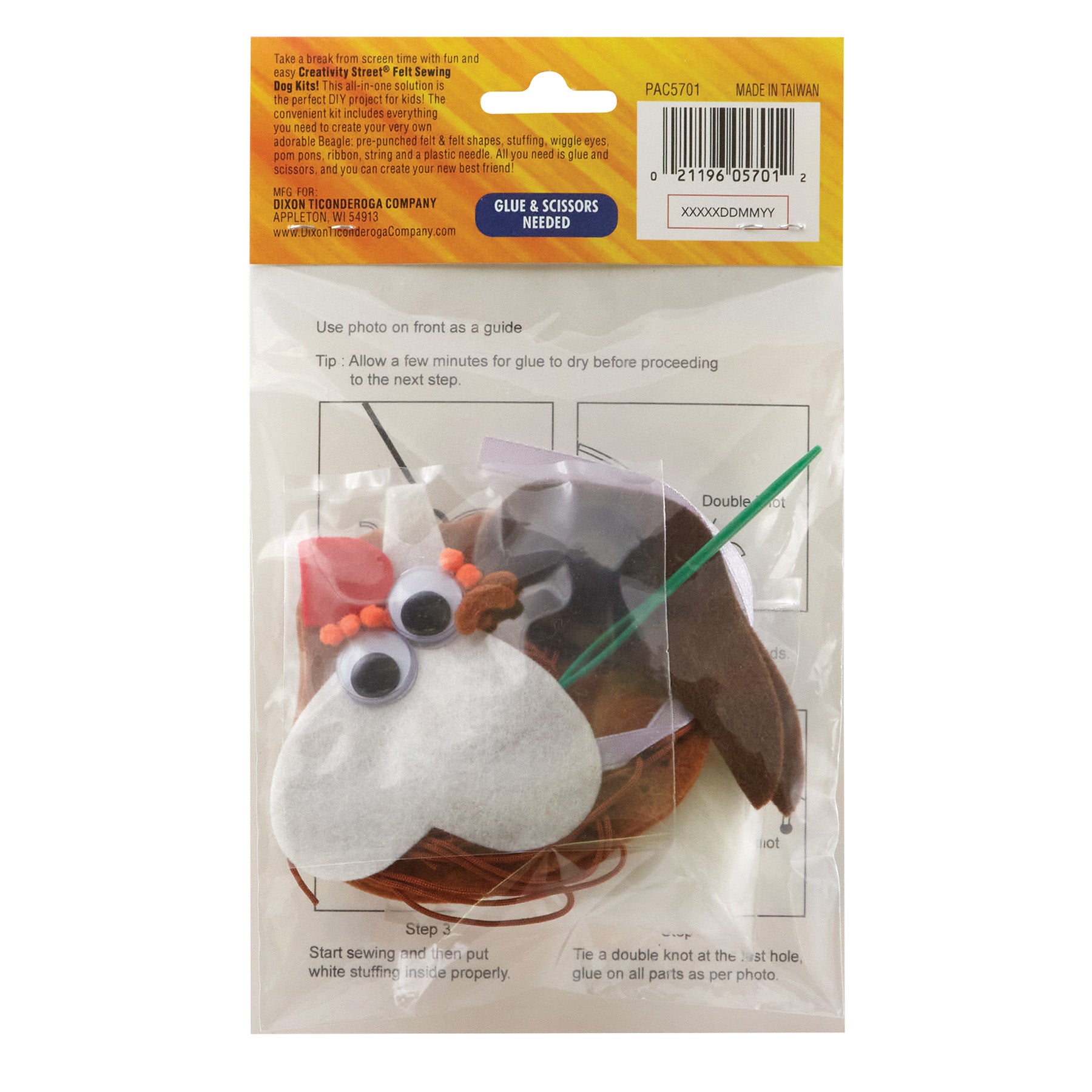 Felt Sewing Dog Kit, Beagle, 5" x 5.5" x 1", 1 Kit