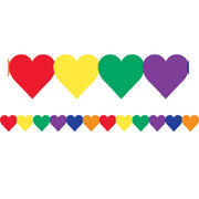 Border - 12 Strips Ea. 3"x36" -  Colored Hearts Die-Cut