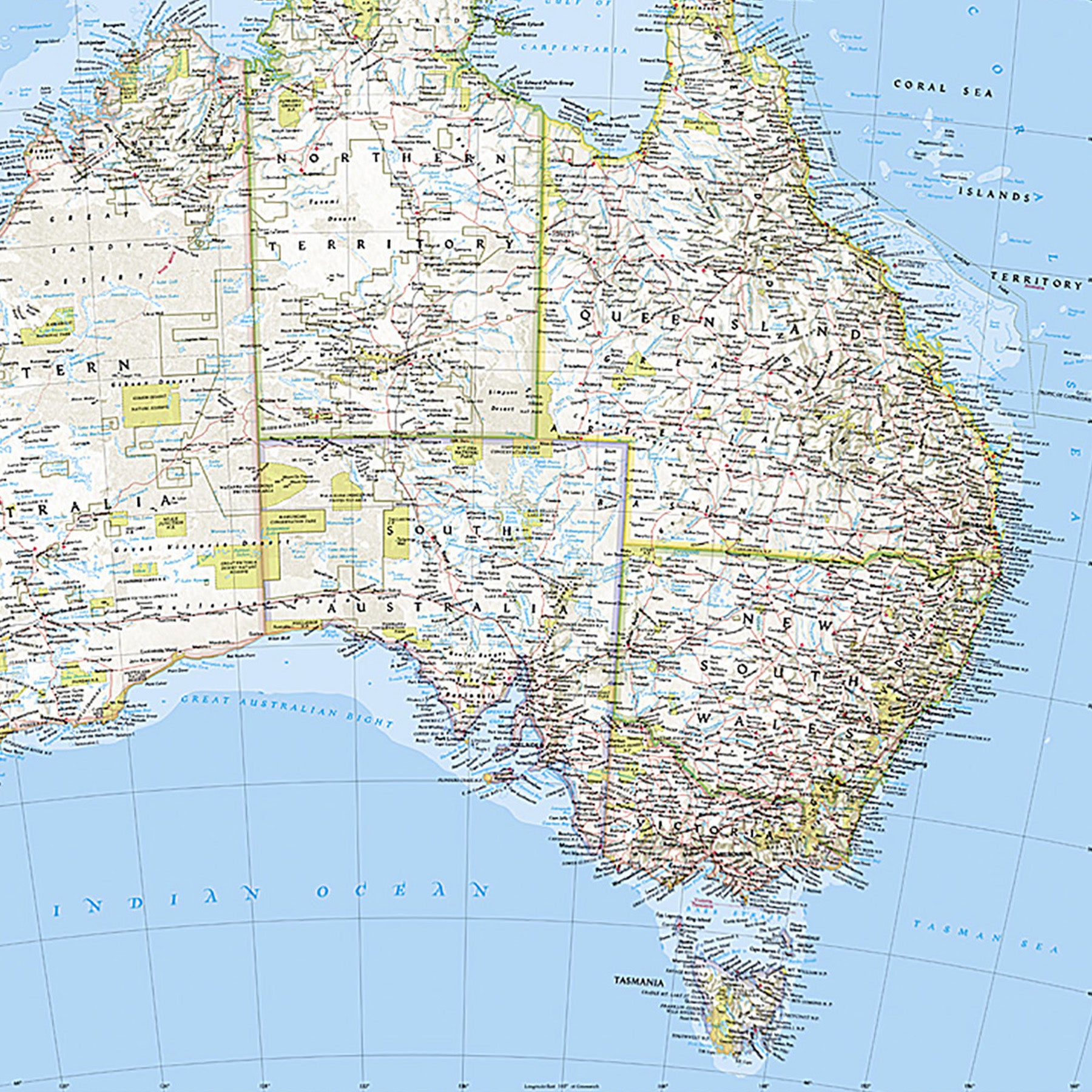 Australia Classic Map, Laminated, 30.25" x 27"