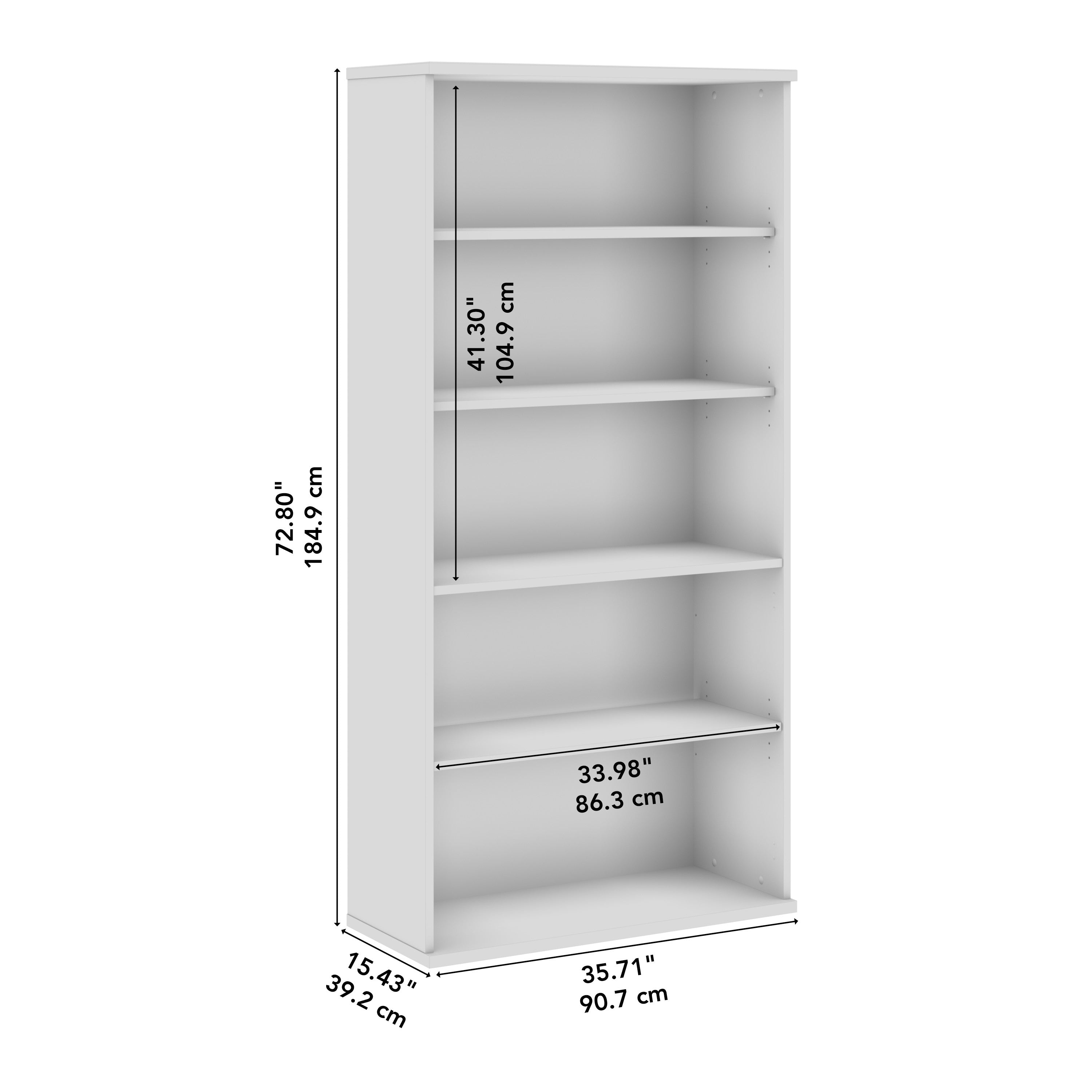 Bush Business Furniture Studio C Tall 5 Shelf Bookcase in Natural Elm - 35.81" Width x 72.9" Depth x 72.8" Height