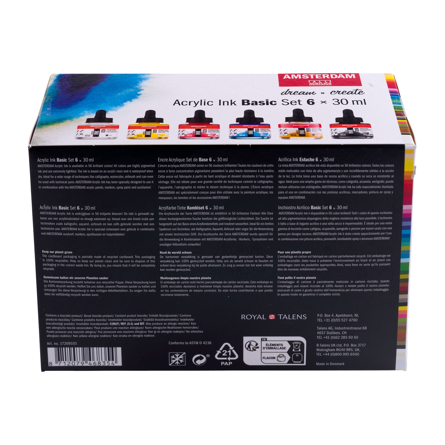 Acrylic Ink Basic Set, 6 x 30 mL