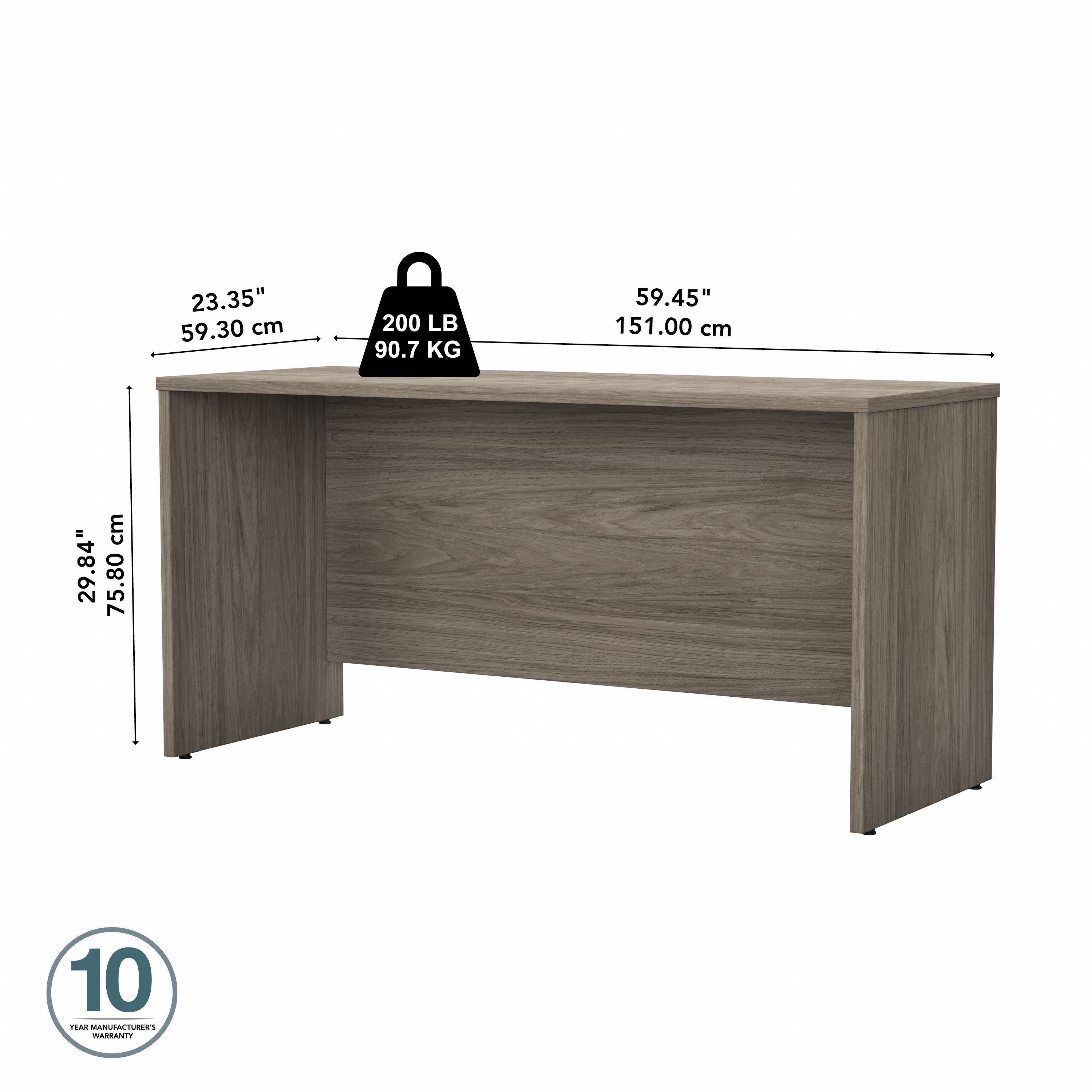Bush Business Furniture Studio C 60W x 24D Credenza Desk in Modern Hickory - 59.45" Width x 23.35" Depth x 29.84" Height