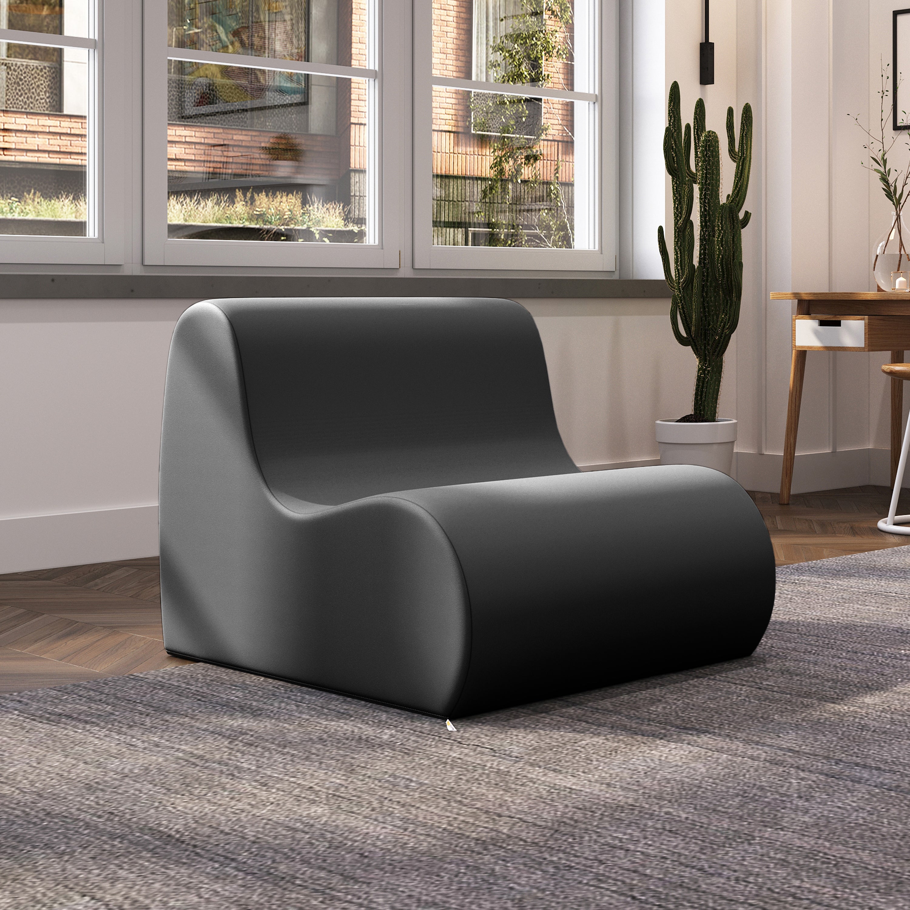 Jaxx Midtown Large Classroom Soft Foam Chair - Premium Vinyl Cover, Black