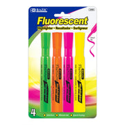 Desk Style Fluorescent Highlighters, Pack of 4