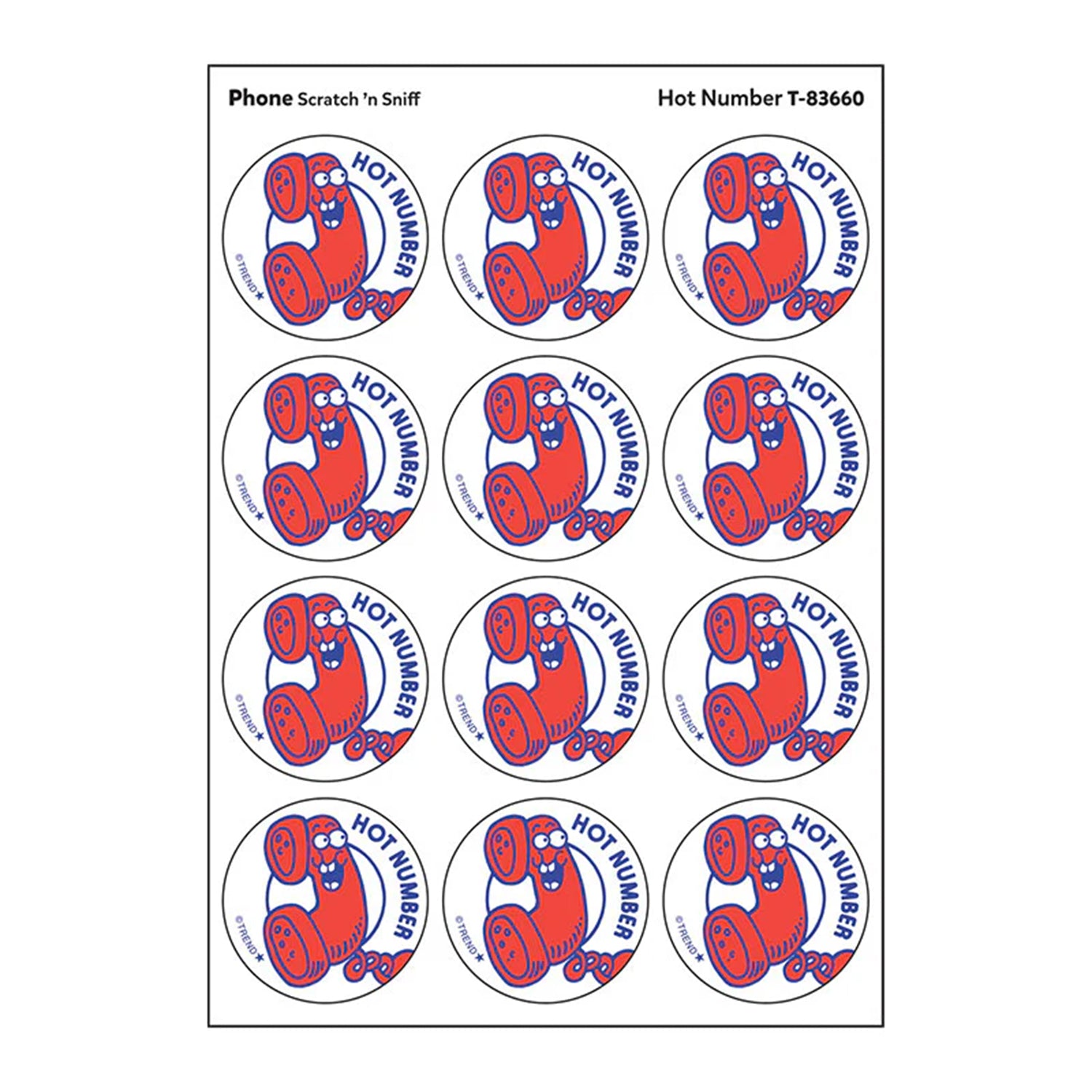 Hot Number/ Phone Scent Stickers, 24 Per Pack, 6 Packs
