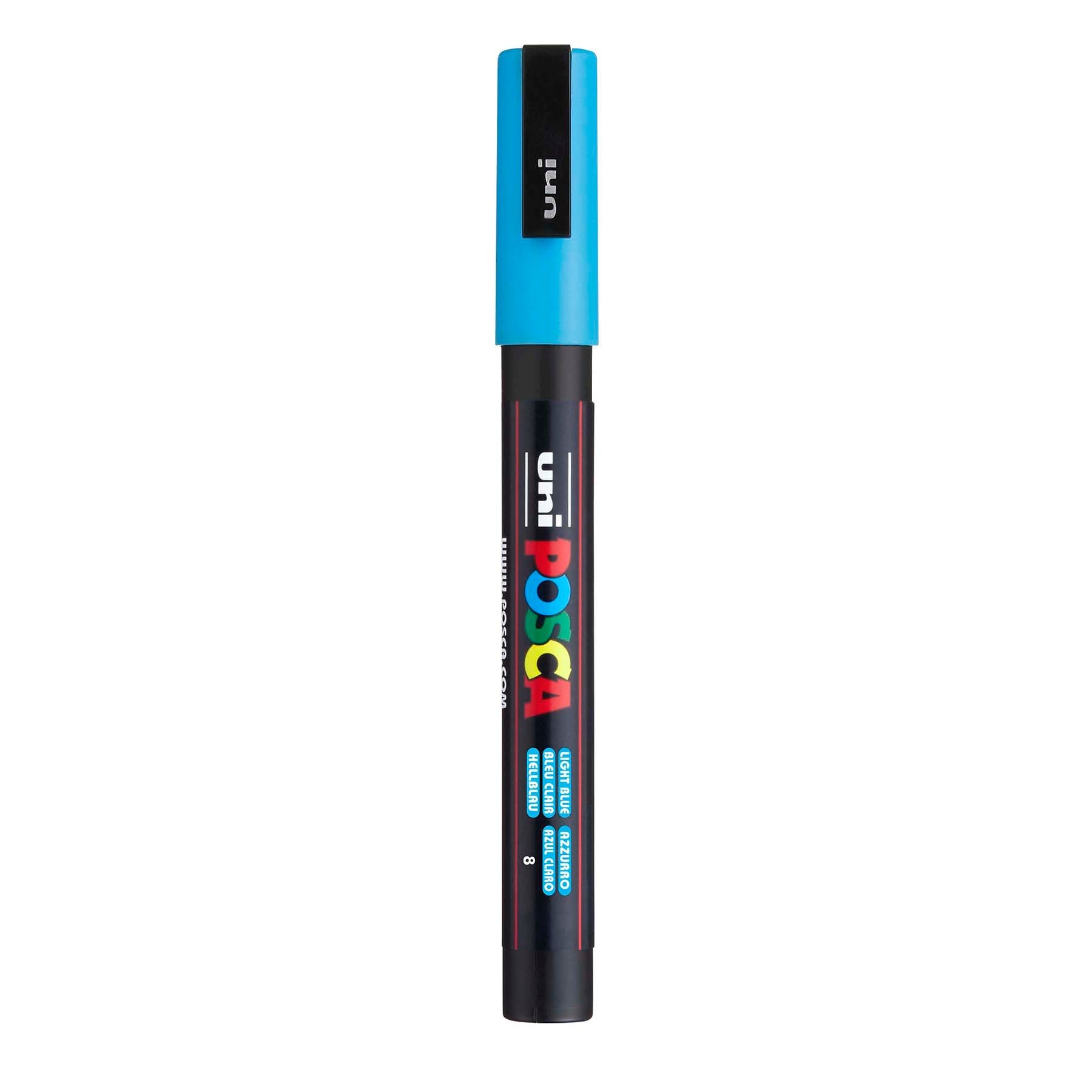 uni® POSCA PC-3M Water-Based Paint Markers, Reversible Fine Tip (0.9-1.3mm), Light Blue
