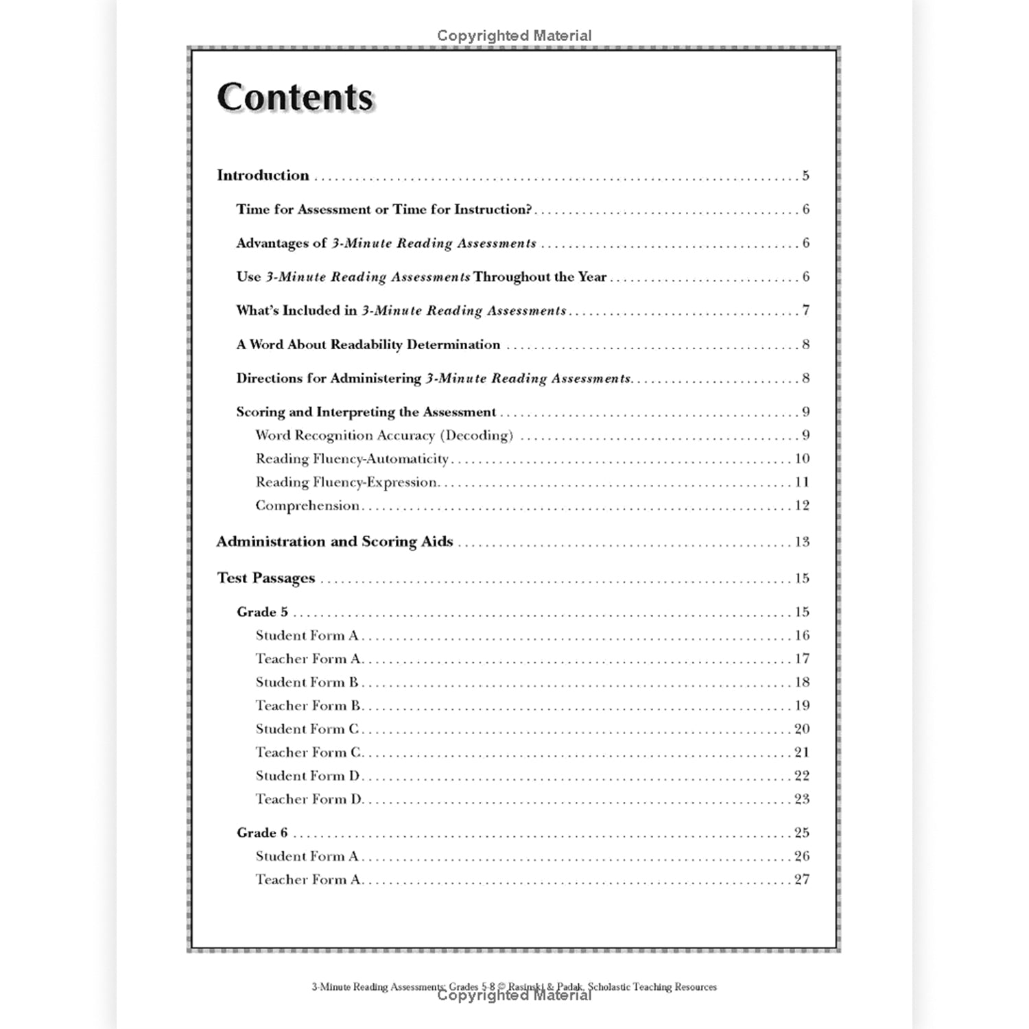 3-Minute Reading Assessments: Word Recognition, Fluency, and Comprehension: Grades 5-8