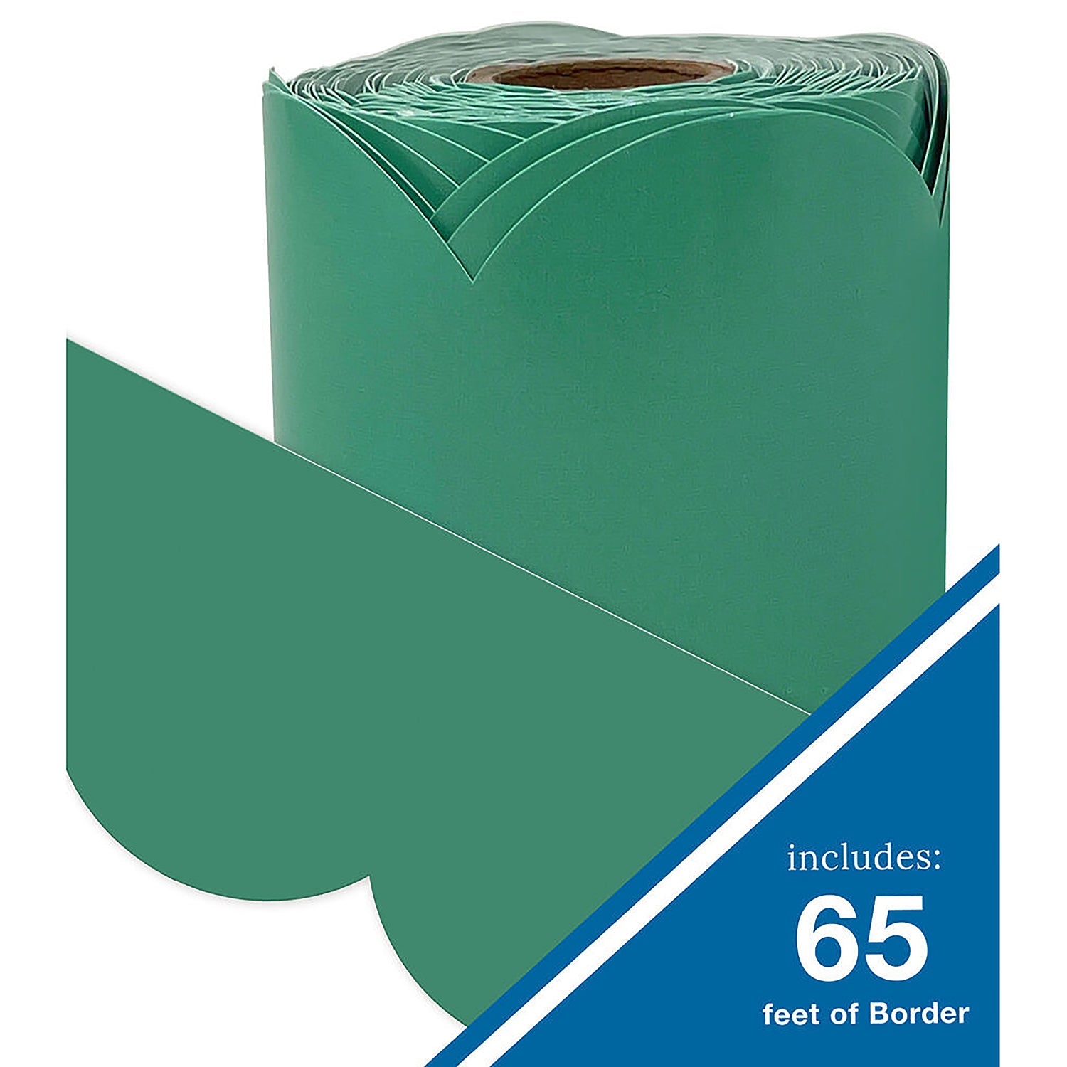Grow Together Jade Green Rolled Scalloped Bulletin Board Borders, 65 Feet