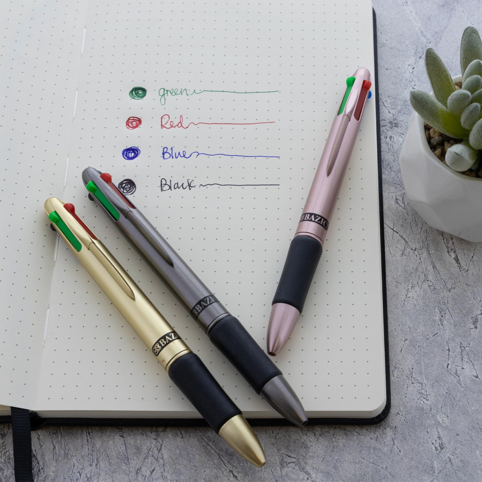 Lynx Satin Top 4-Color Pen with Cushion Grip, Pack of 2