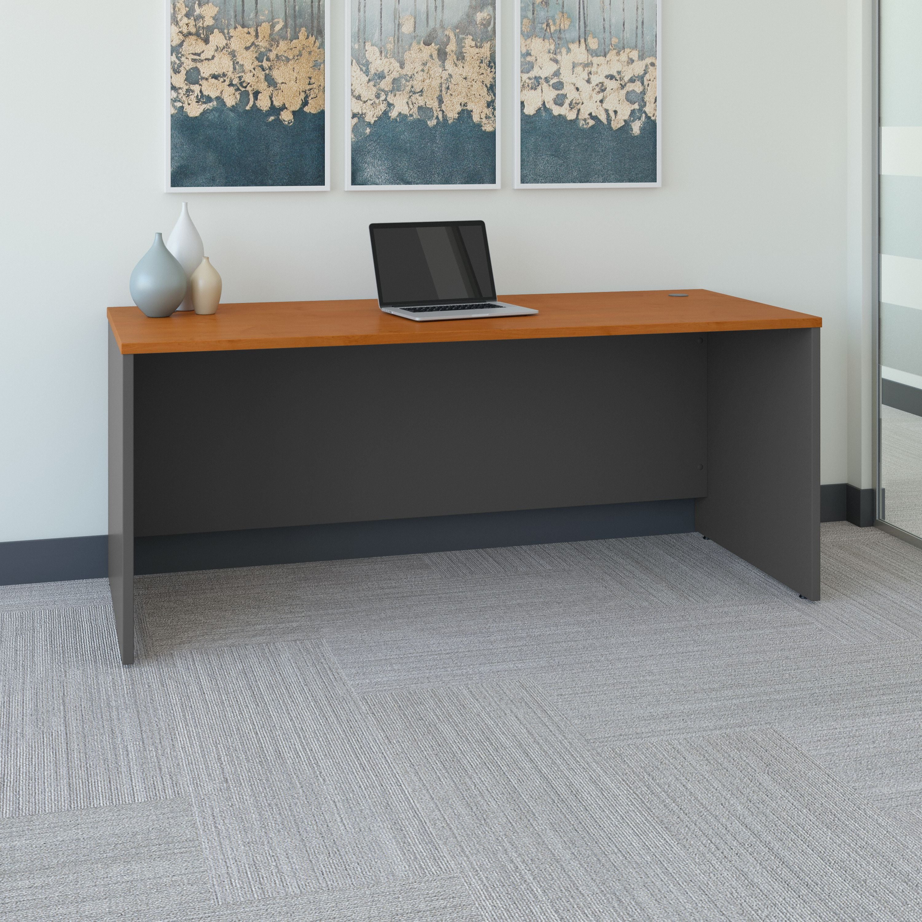Bush Business Furniture Series C 72W x 30D Office Desk in Natural Cherry - 71.02" Width x 29.37" Depth x 29.84" Height