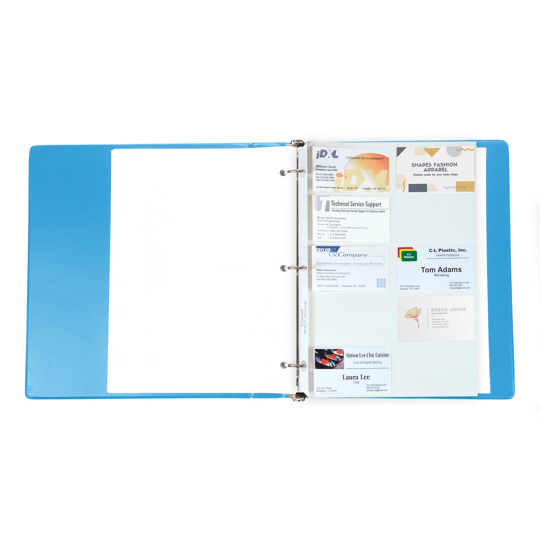 Business Card Holder, Poly without Tabs, Holds 20 Cards/Page, 11-1/4 x 8-1/8, Pack of 10