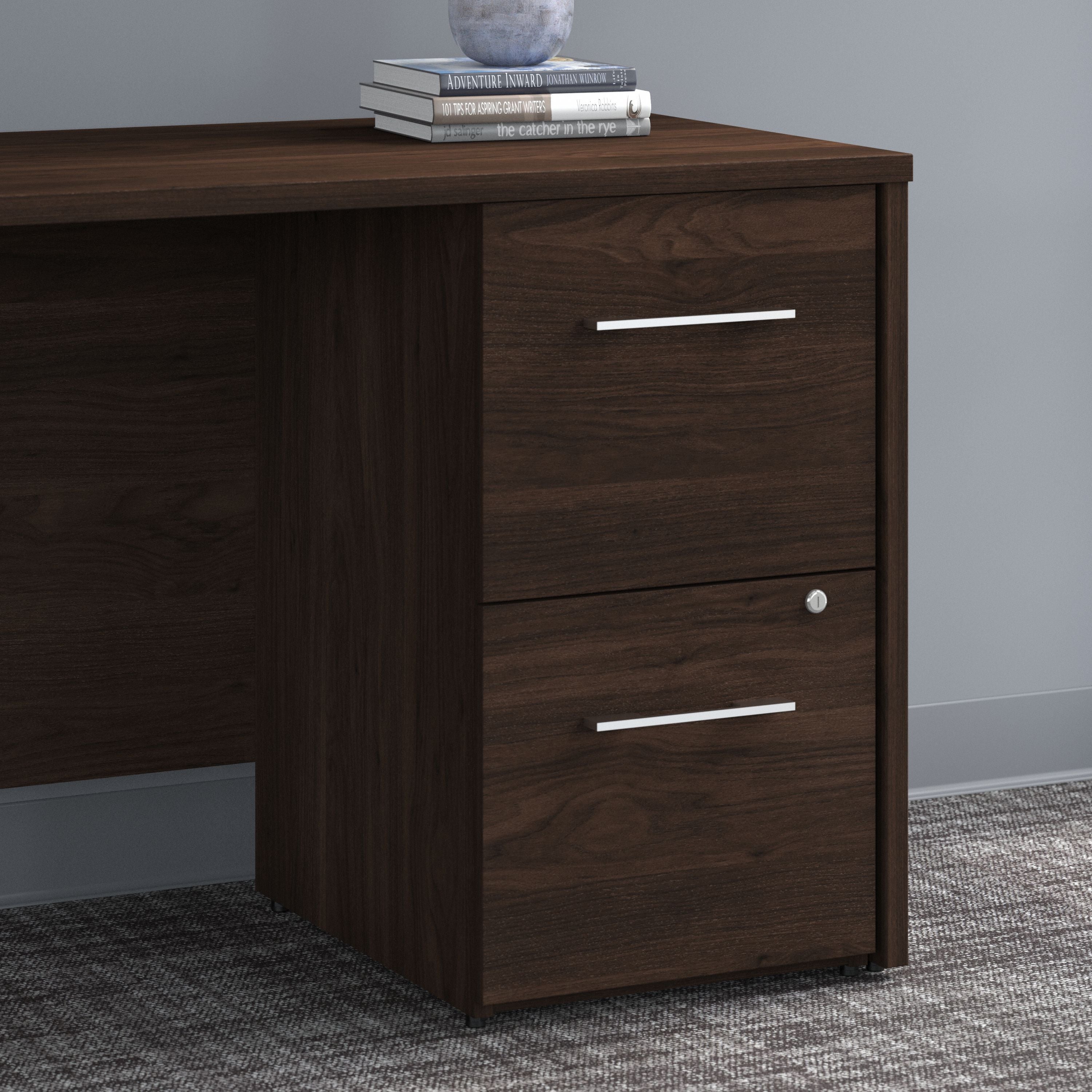 Bush Business Furniture Office 500 16W 2 Drawer File Cabinet in Black Walnut - Assembled - 15.75" Width x 20.35" Depth x 28.84" Height