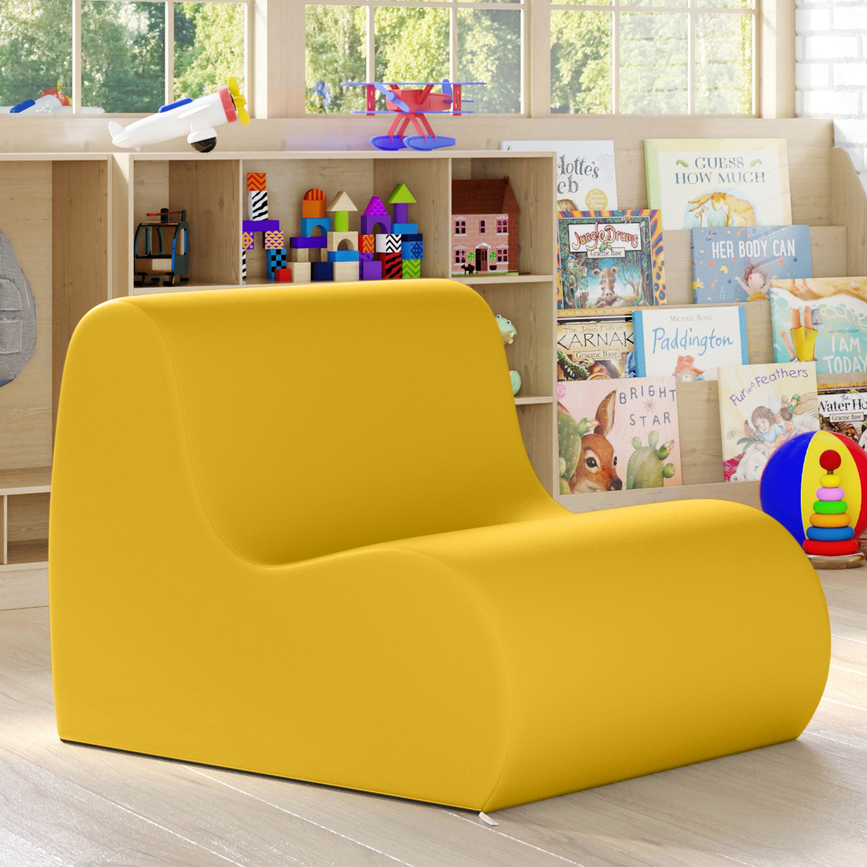 Jaxx Midtown Medium Classroom Soft Foam Chair - Premium Vinyl Cover - Yellow
