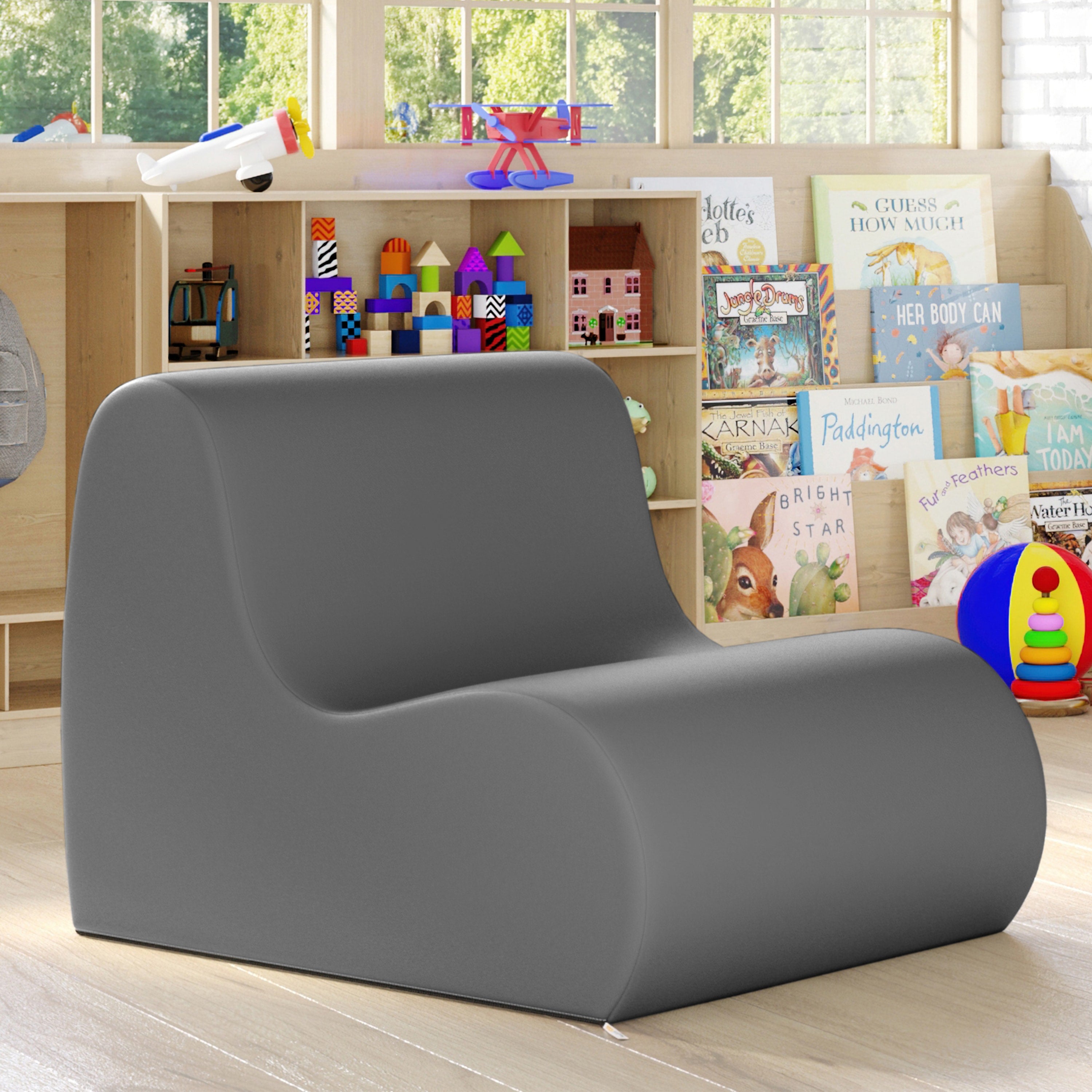 Jaxx Midtown Medium Classroom Soft Foam Chair - Premium Vinyl Cover - Charcoal