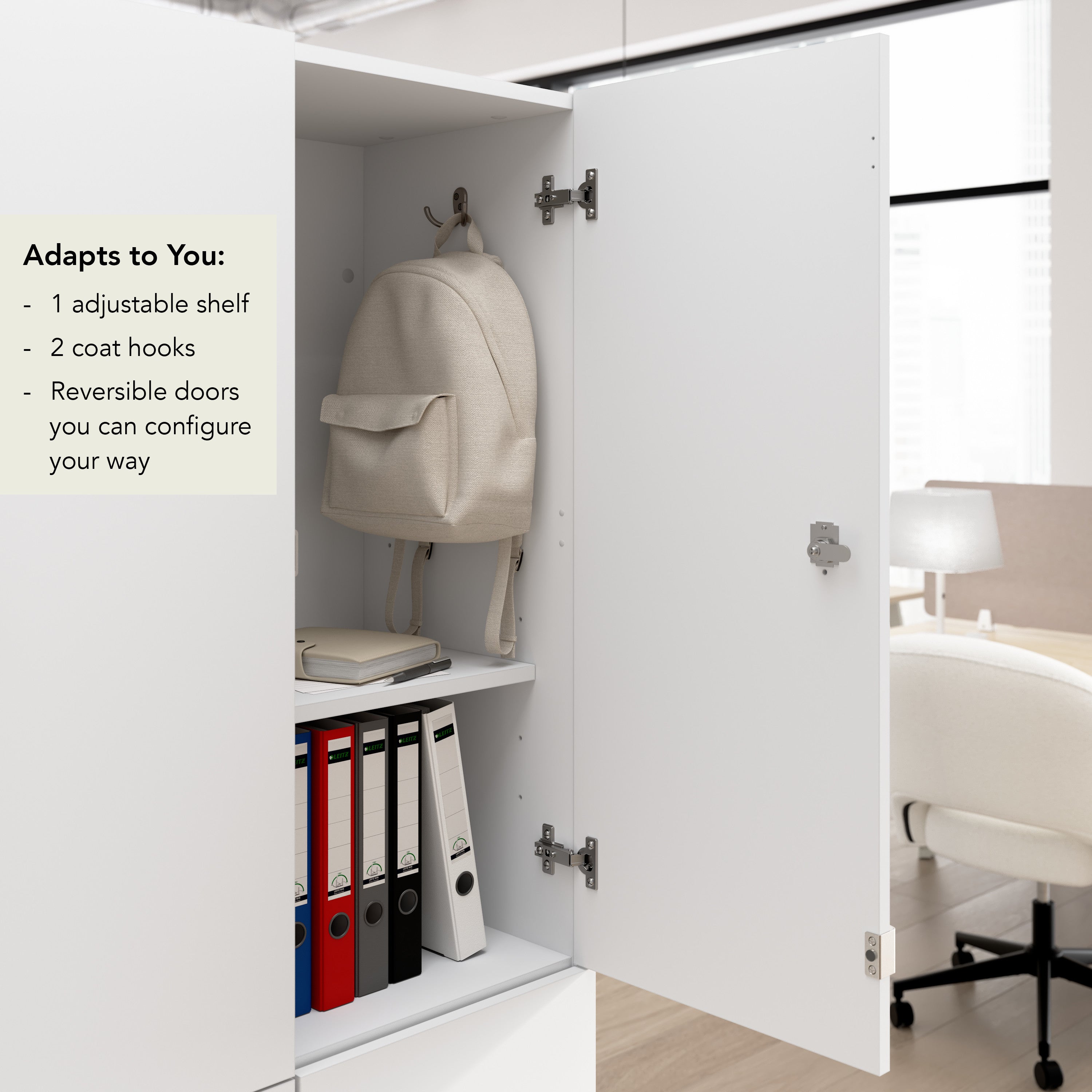 Bush Business Furniture Assure Two Tier 4 Door Storage Lockers with Keypad Locks in White - 29.76" Width x 15.35" Depth x 72.15" Height