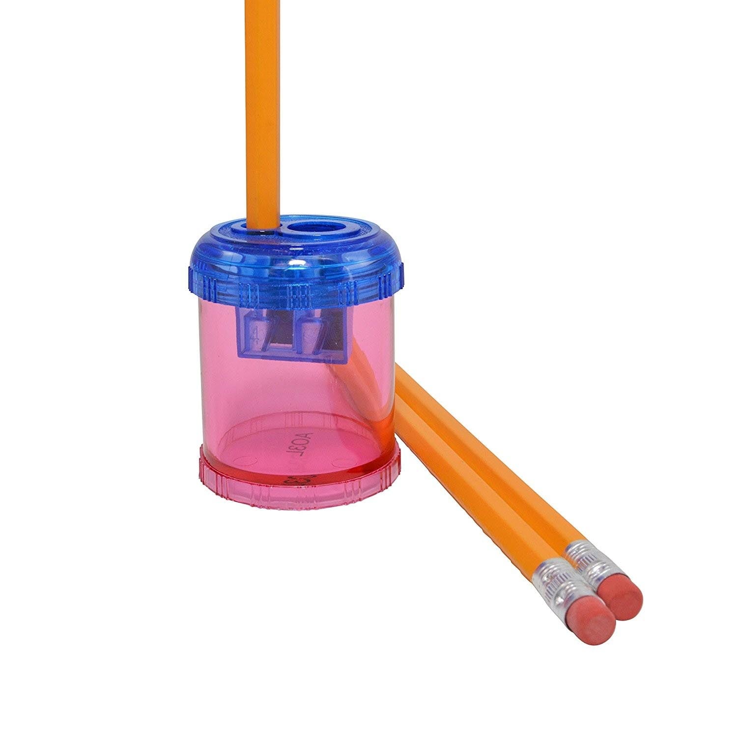 Plastic Manual Pencil and Crayon Sharpener, 2-Hole, Assorted Colors (No Color Choice)