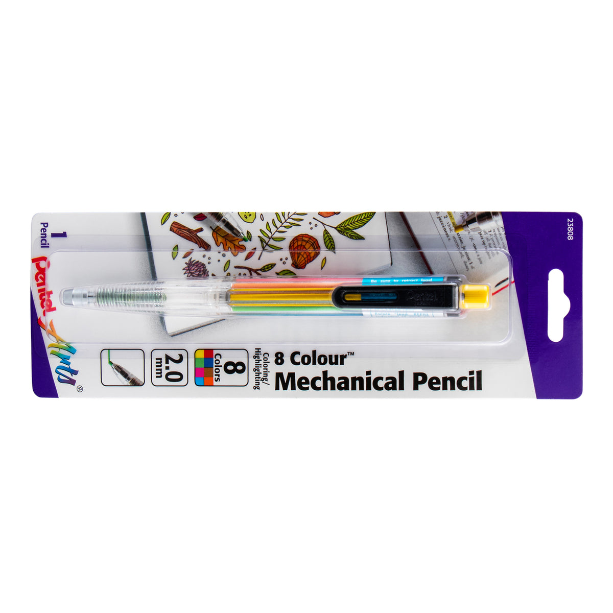 8 Color Mechanical Pencil (2.0mm), Assorted Accent Clip Colors