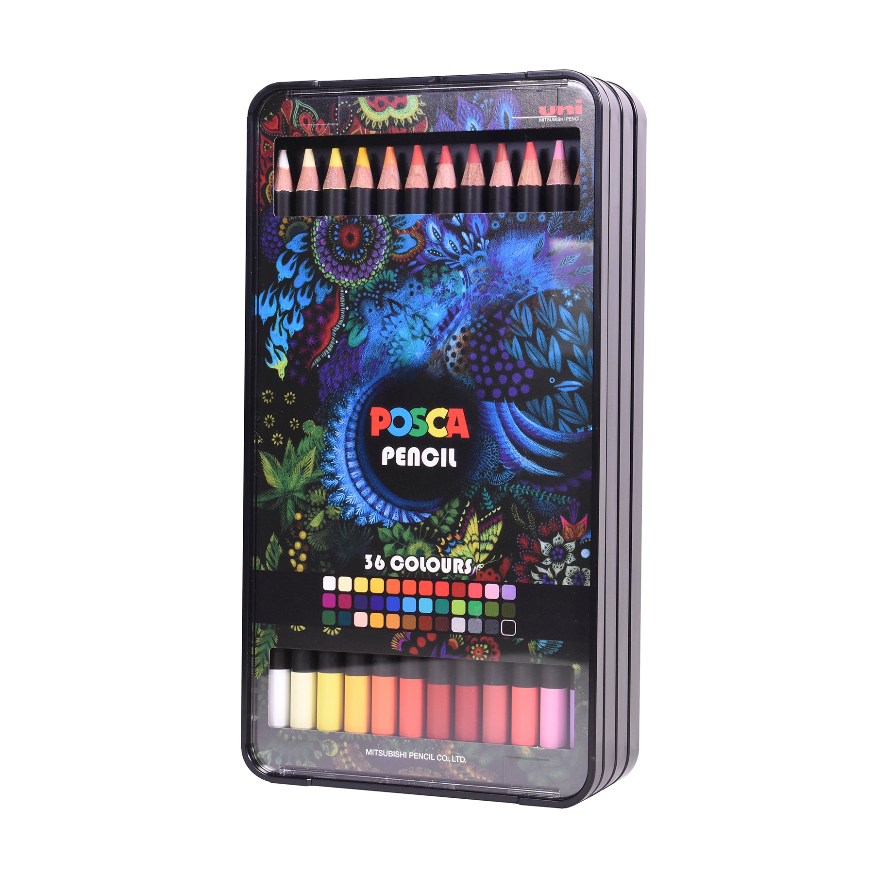 uni® POSCA Oil-Based Colored Pencils, 4.0mm Lead, Assorted Set, 36 Pack