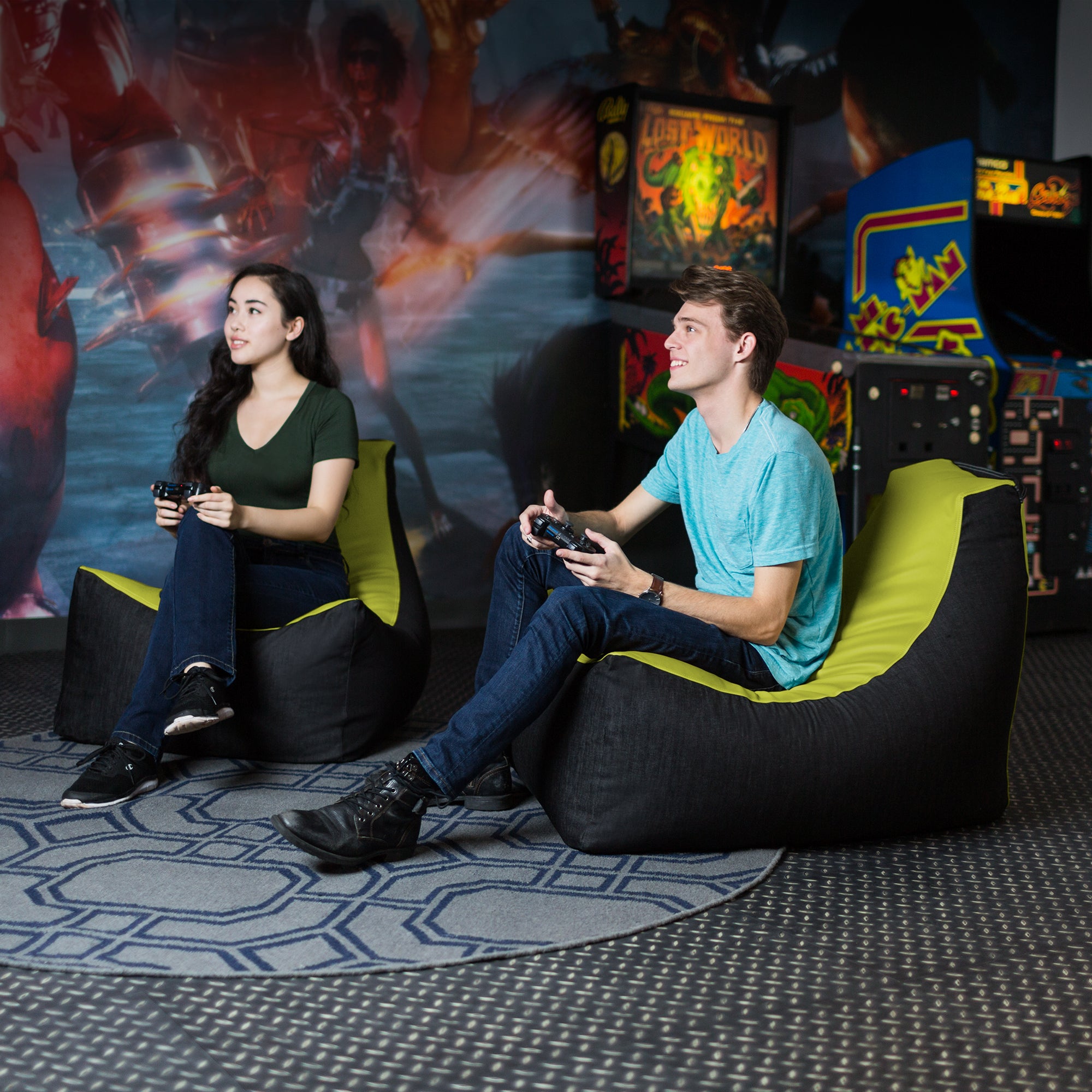 Jaxx Pixel Gamer Chair - Game Room / Home Theater Bean Bag Chair, Green