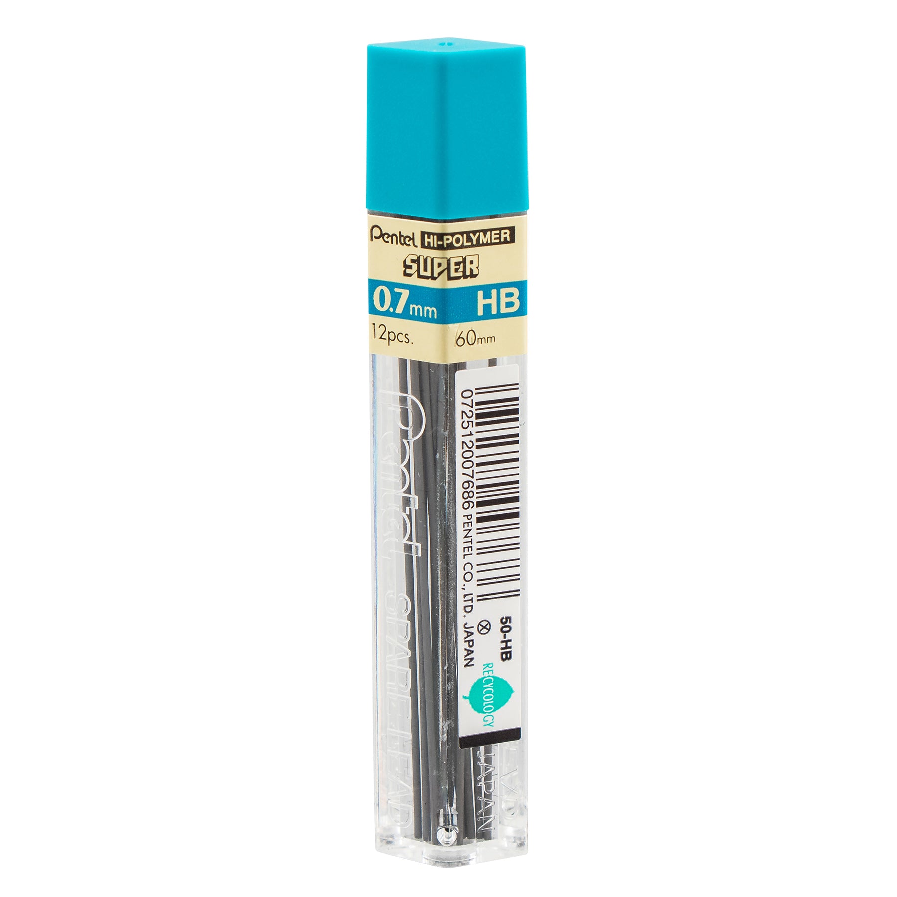 Super Hi-Polymer Lead Refill (0.7mm) Medium, HB, 12 Pieces/Tube, 12 Tubes/Box