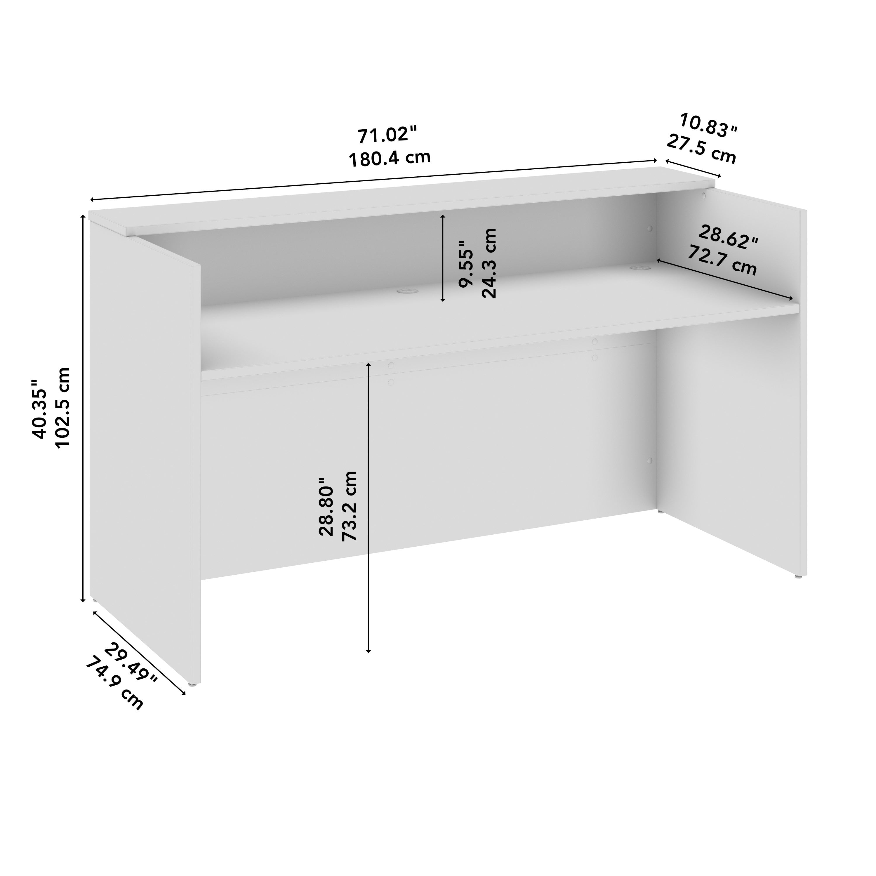 Bush Business Furniture Arrive 72W x 30D Reception Desk with Shelf in Natural Elm - 71.02" Width x 29.49" Depth x 40.35" Height