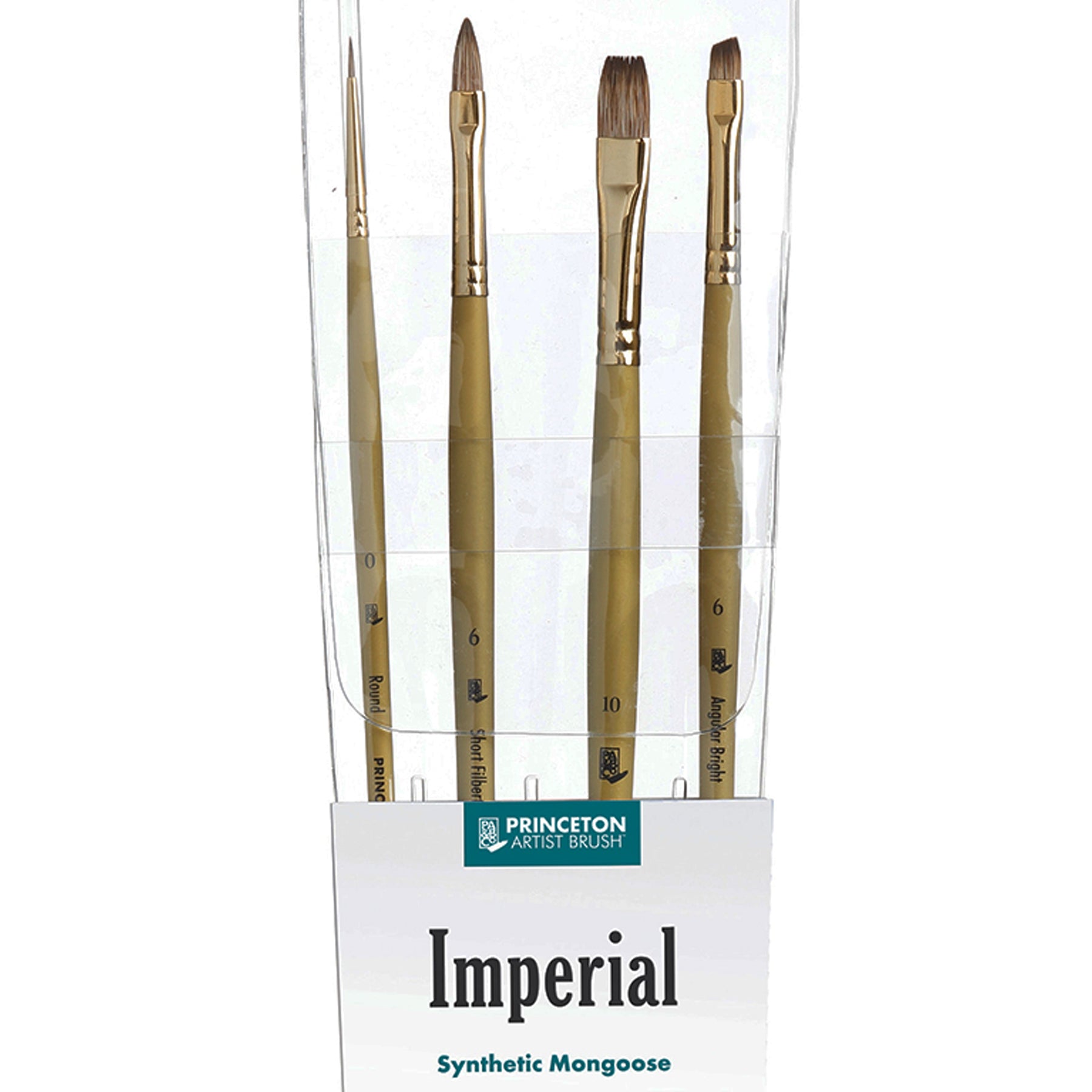 Imperial Brush Set, Synthetic Bristles, Long Handle Acrylic & Oil Paintbrush, Gold, 4 Pieces