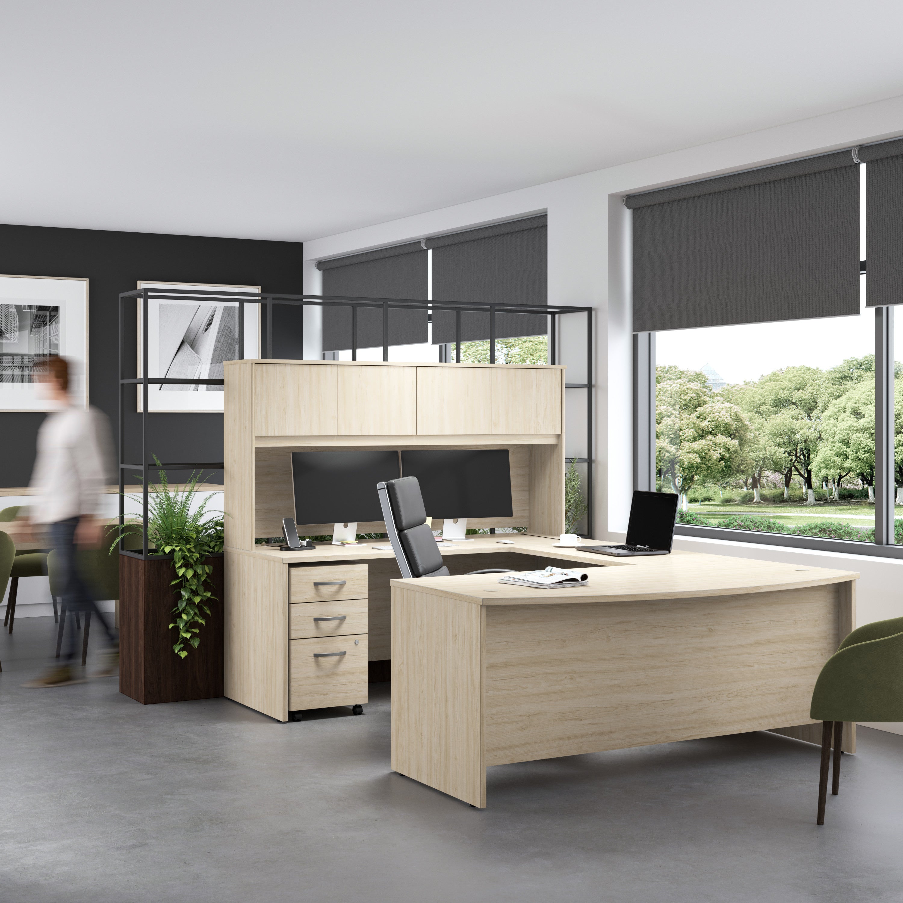 Bush Business Furniture Studio C 72W x 24D Credenza Desk in Natural Elm - 71.02" Width x 23.35" Depth x 29.84" Height