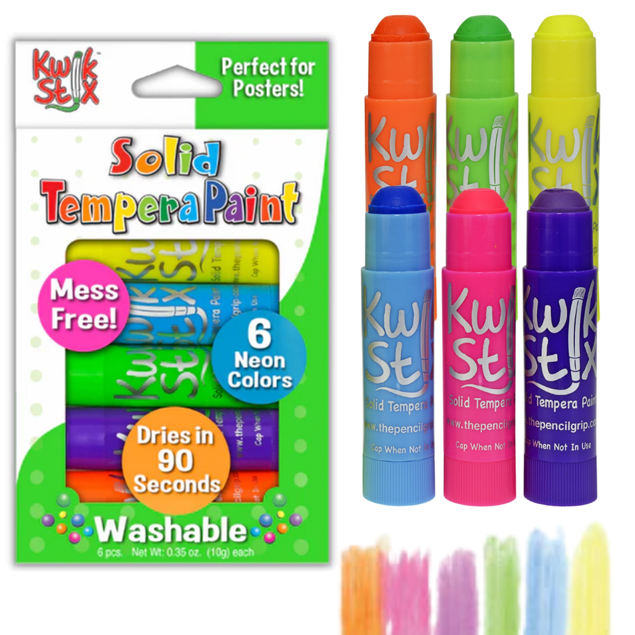 Solid Tempera Paint Stick, Neon Colors, 6 Count