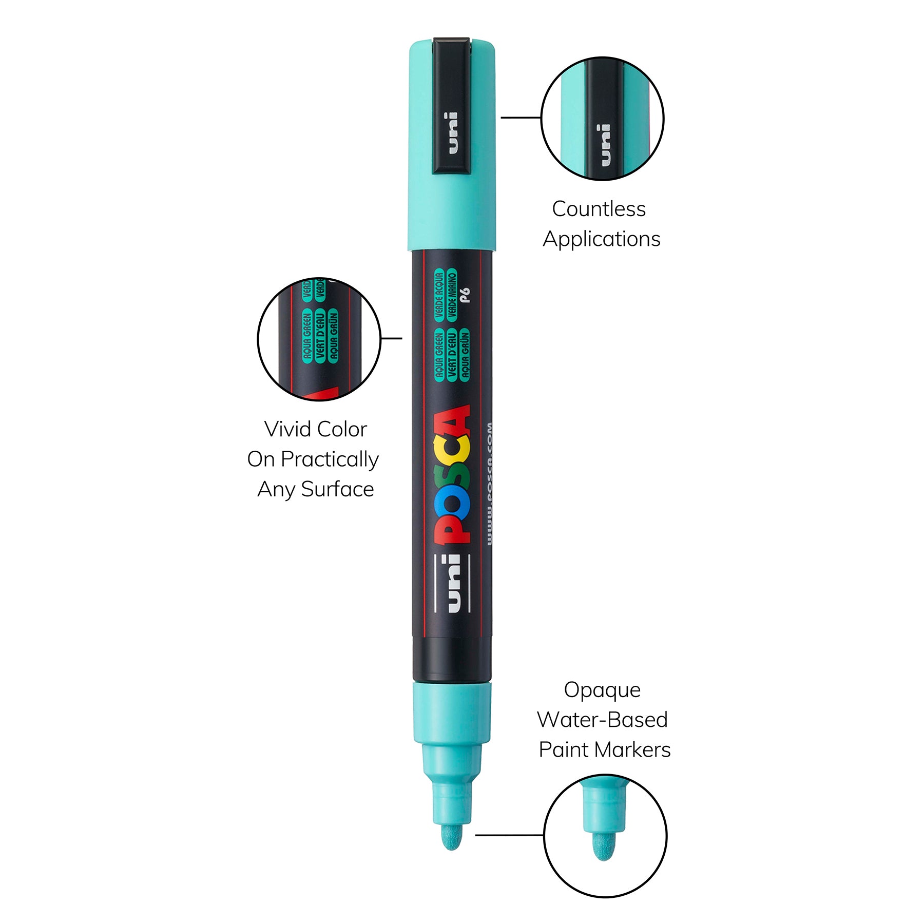 uni® POSCA PC-5M Water-Based Paint Markers, Reversible Medium Tip (1.8-2.5mm), Cool Tone, 8 Pack