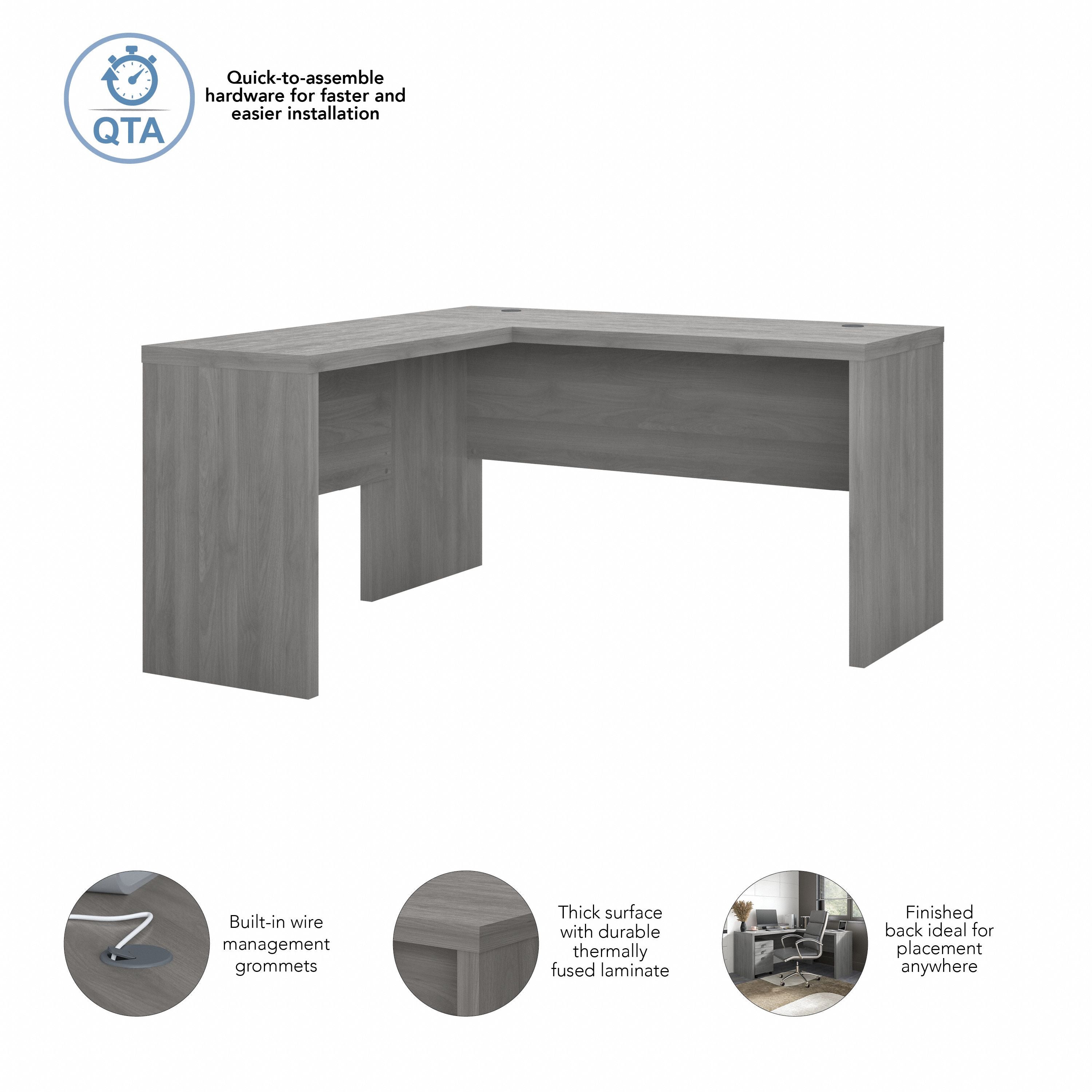 Bush Business Furniture Echo L Shaped Desk in Modern Gray - 60" Width x 59.84" Depth x 30" Height