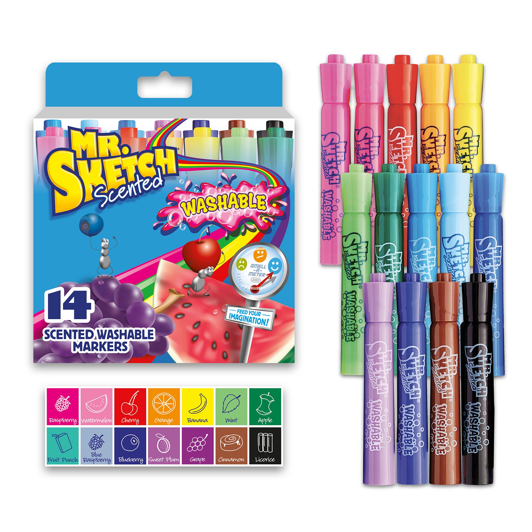 Washable Scented Markers, Chisel Tip, Assorted Colors, 14-Count